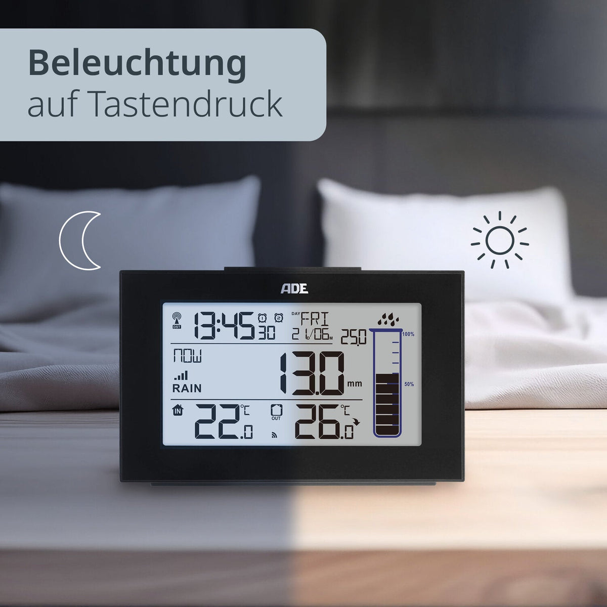 Digital weather station with rain gauge