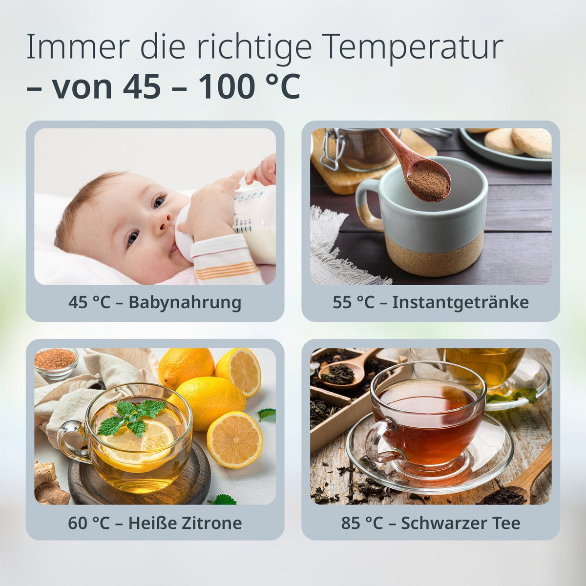 Mini-Wasserkocher mit Temperaturwahl