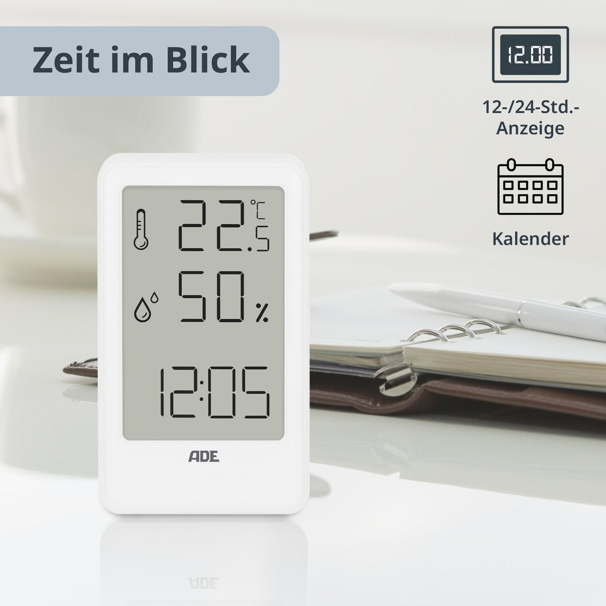 Digitales Thermo-/Hygrometer mit Uhr