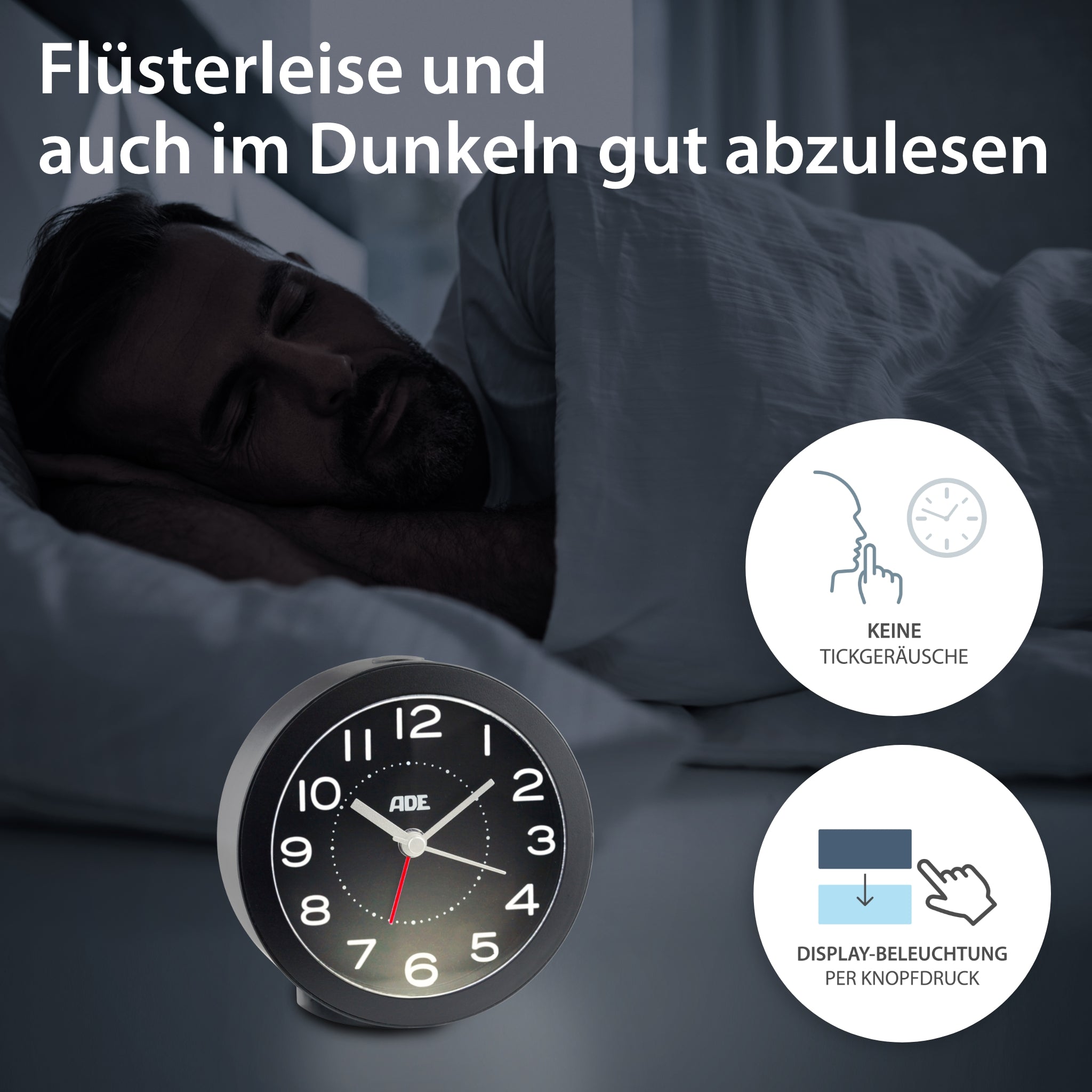 Analog alarm clock with light