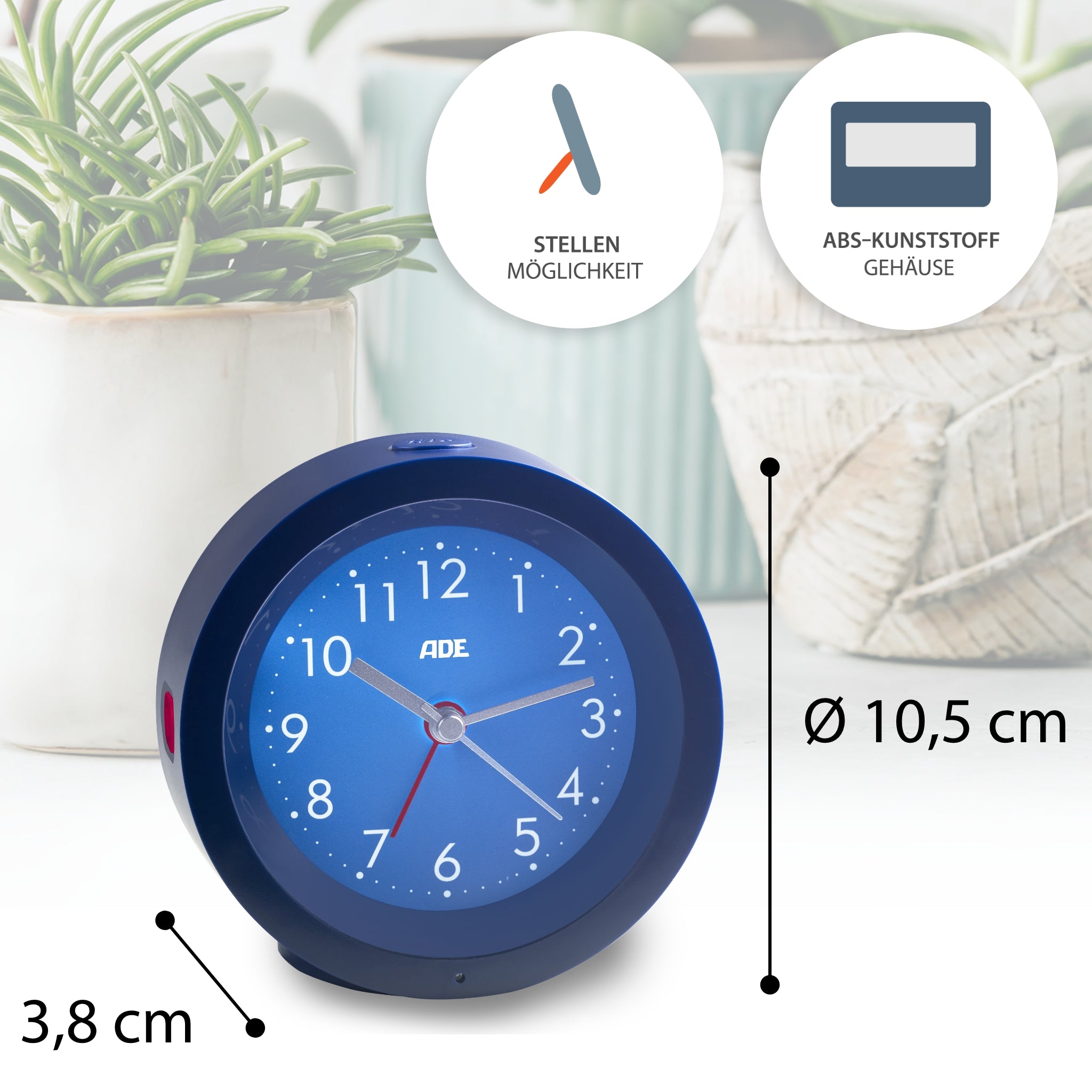 Analog alarm clock with night light sensor