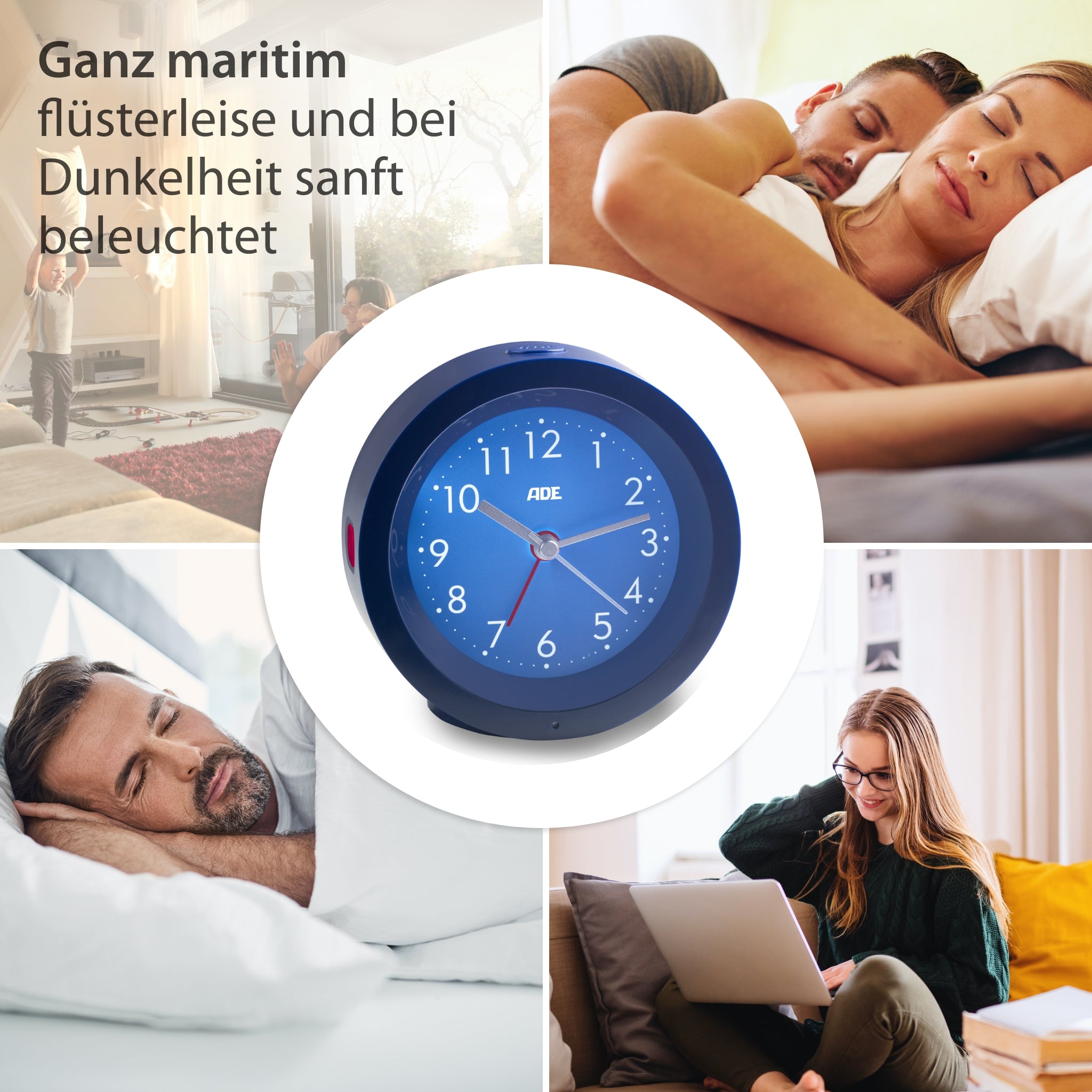 Analog alarm clock with night light sensor