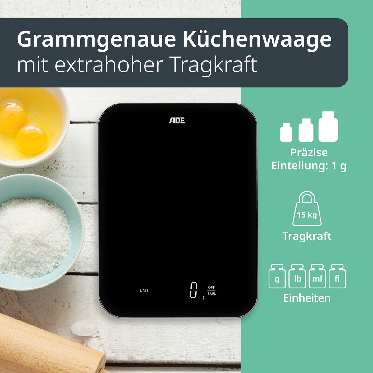 USB-aufladbare Küchenwaage Tessa