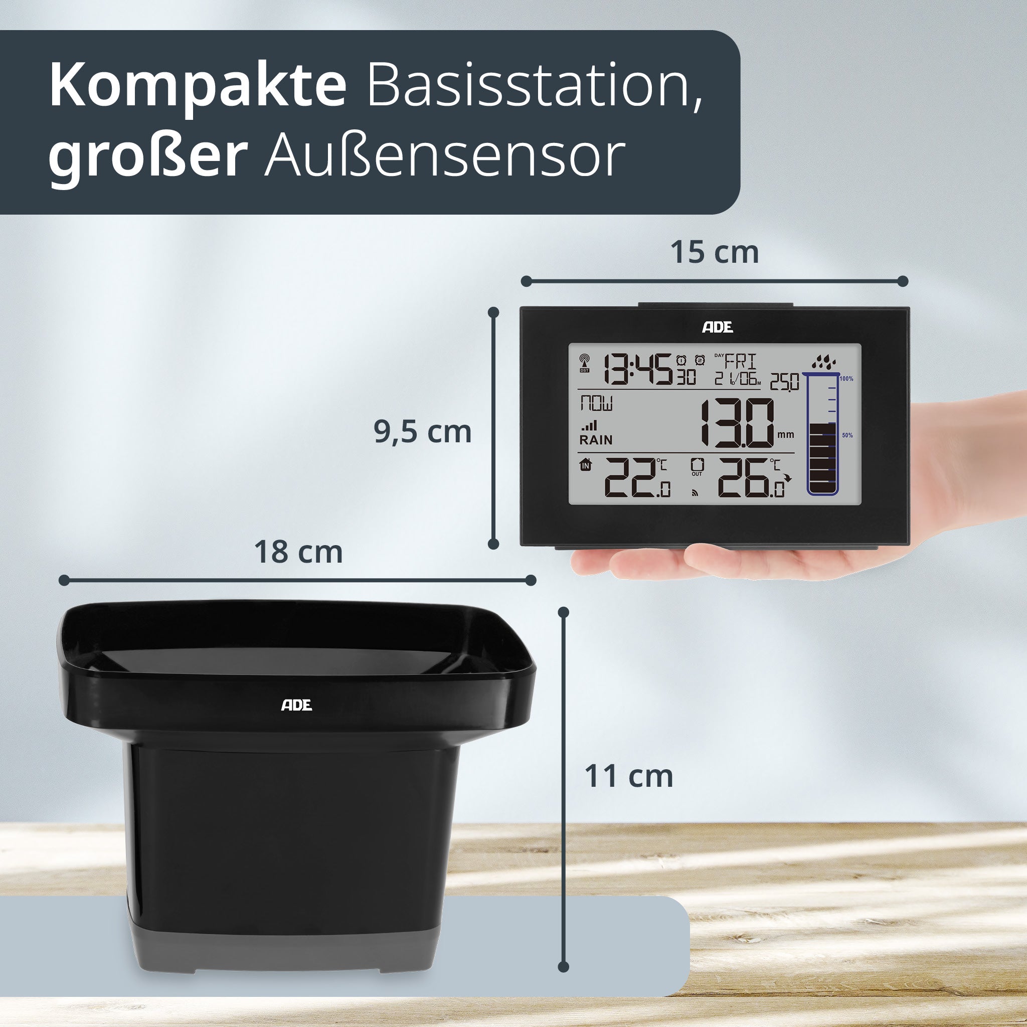 Wetterstation mit Funk-Regenmesser