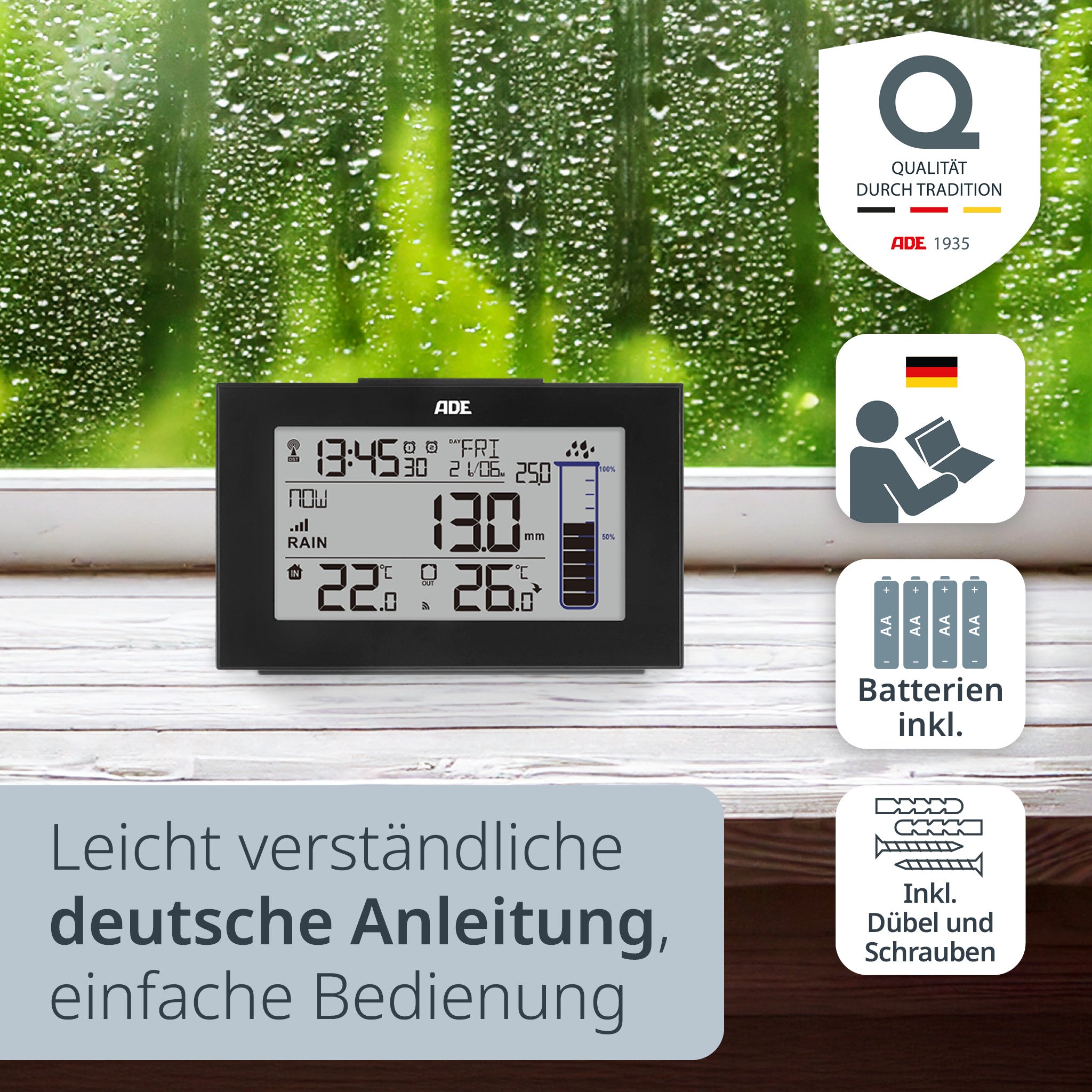 Wetterstation mit Funk-Regenmesser