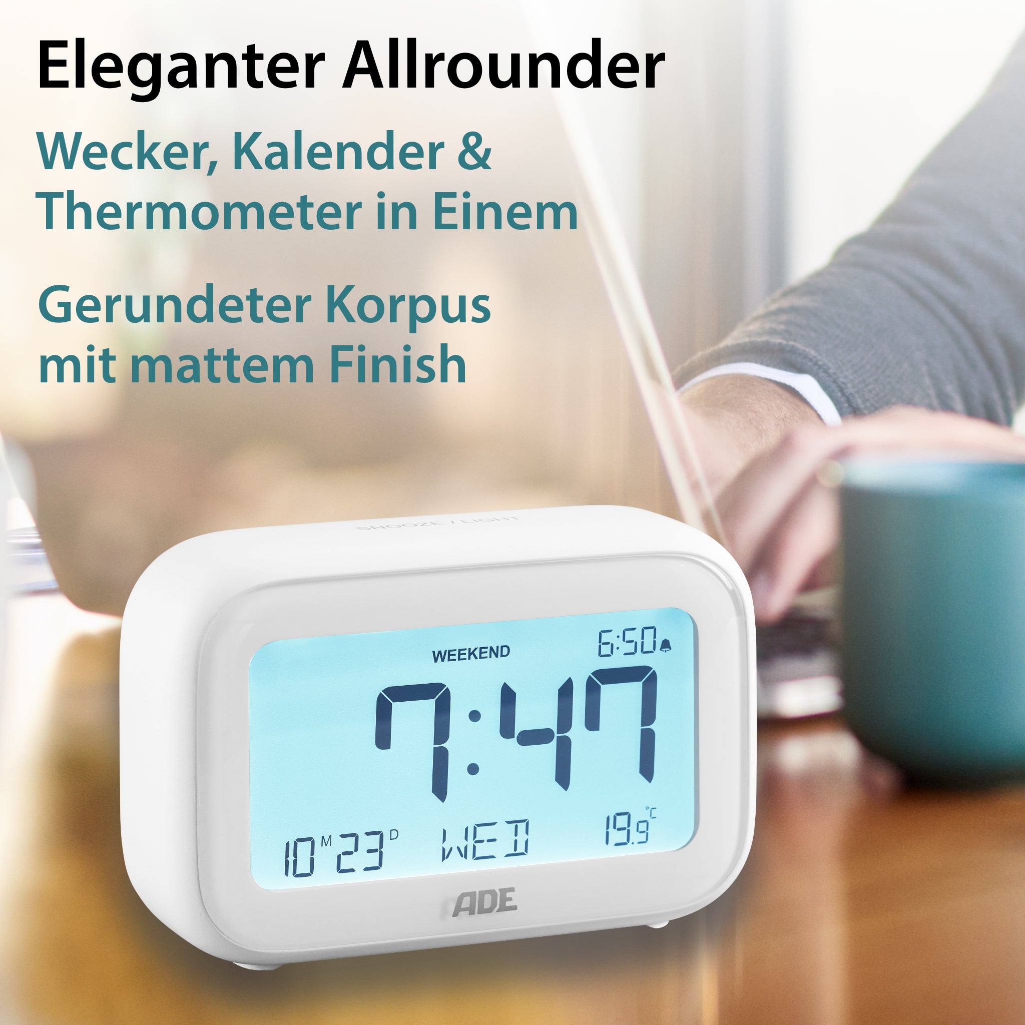 Digital alarm clock with light