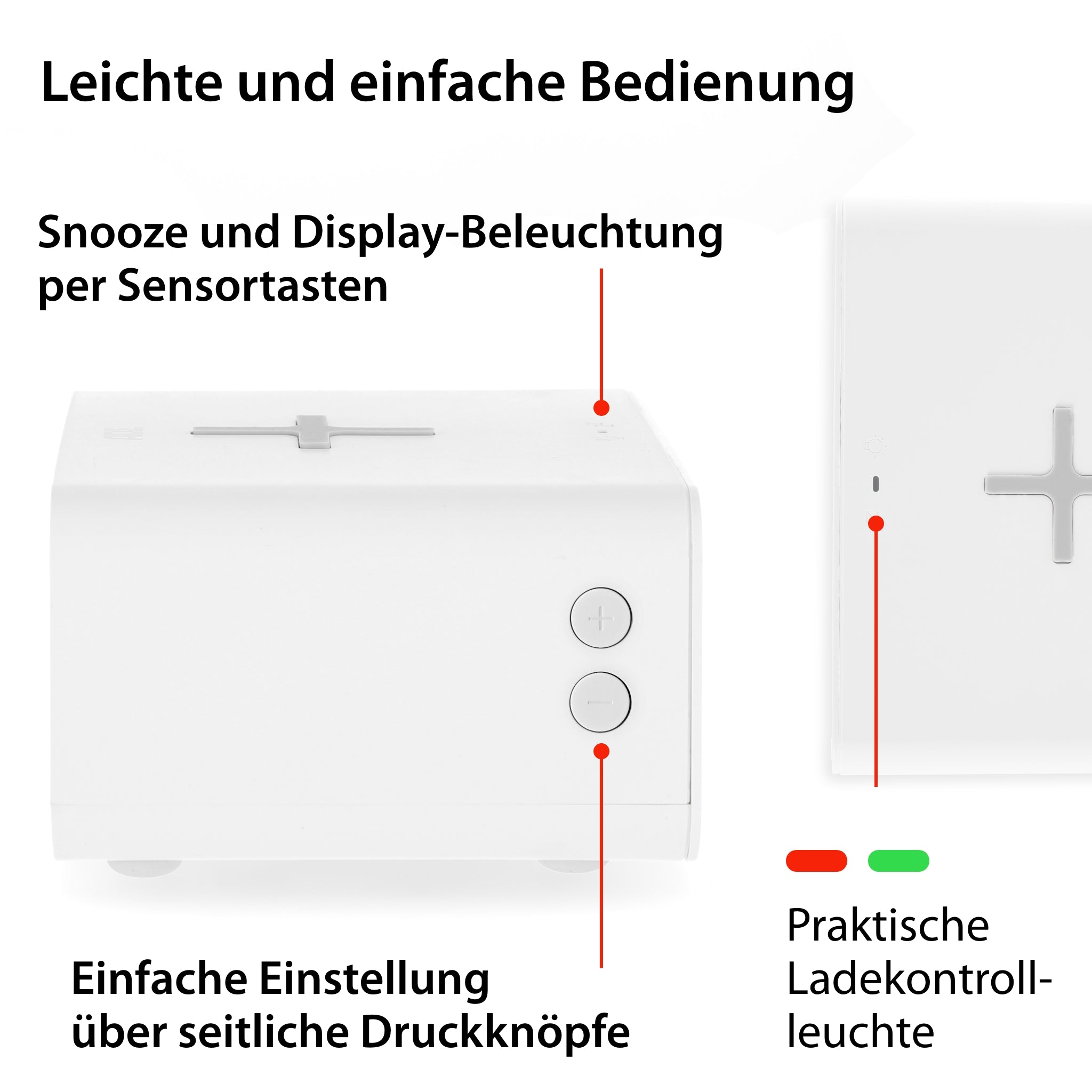 Digital alarm clock with wireless charging