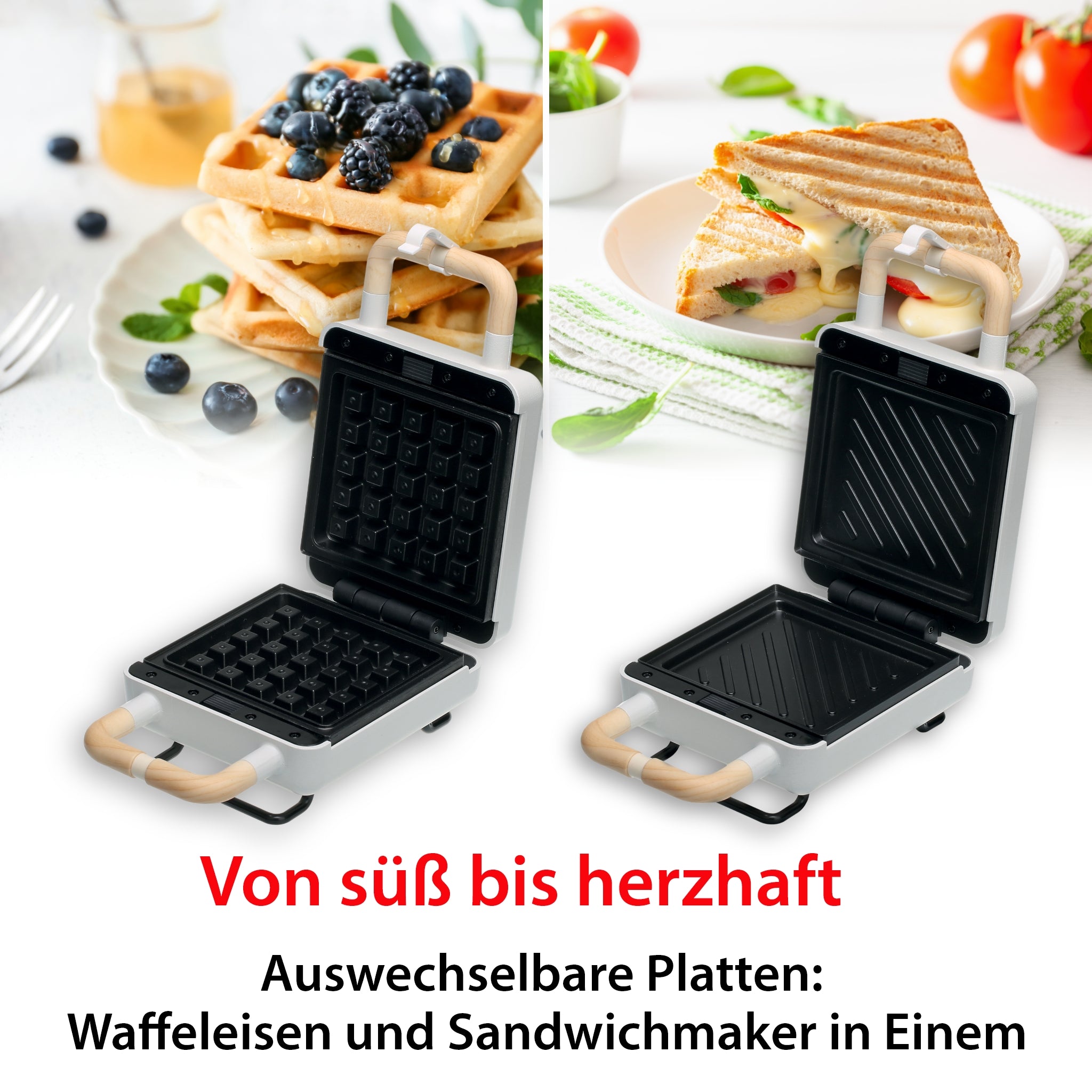 2-in-1 Waffeleisen mit Sandwichmaker