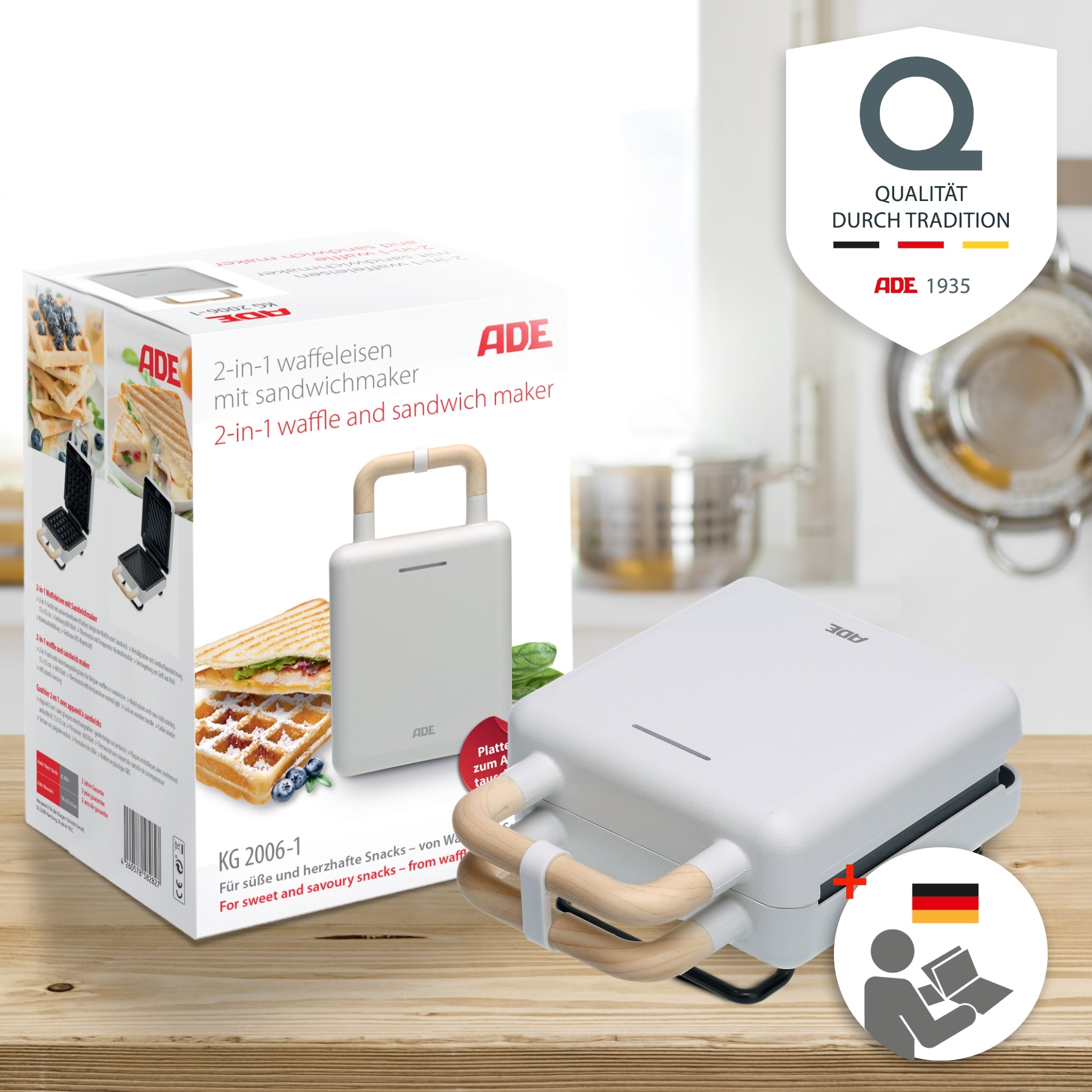 2-in-1 Waffeleisen mit Sandwichmaker