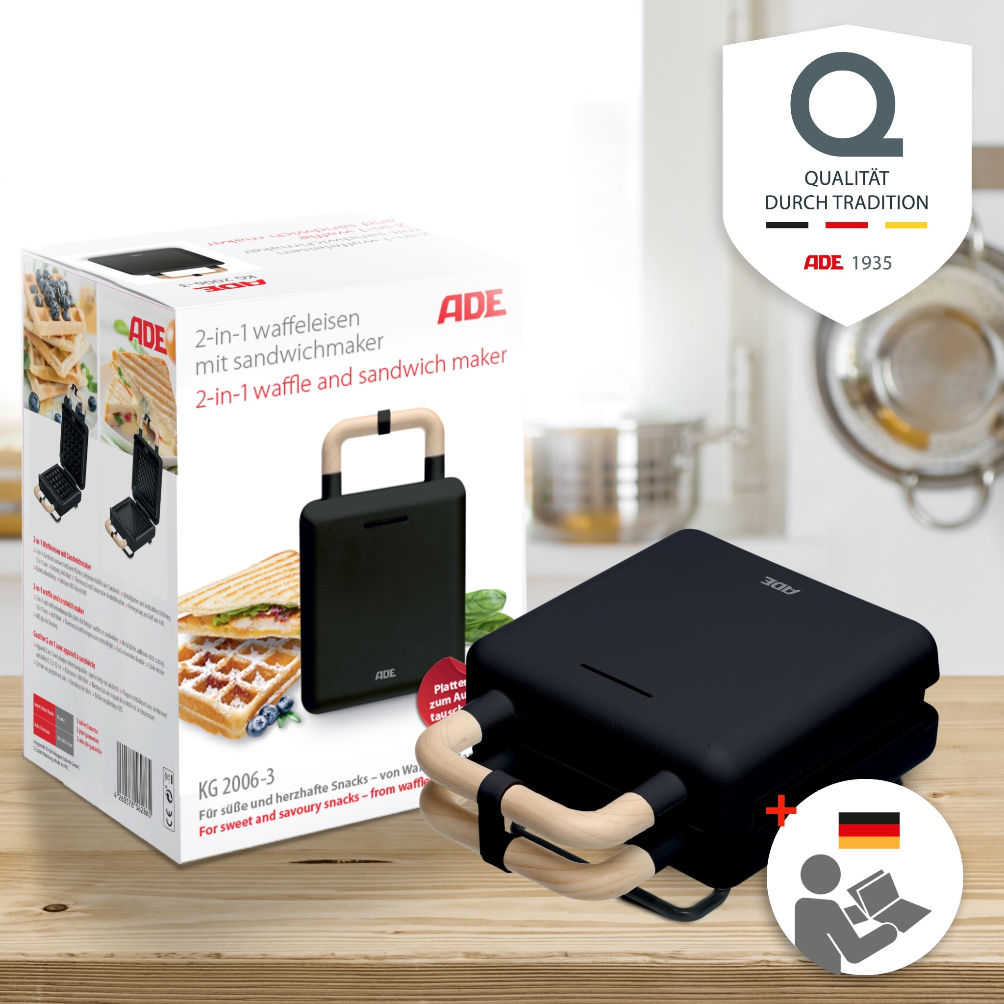 2-in-1 Waffeleisen mit Sandwichmaker