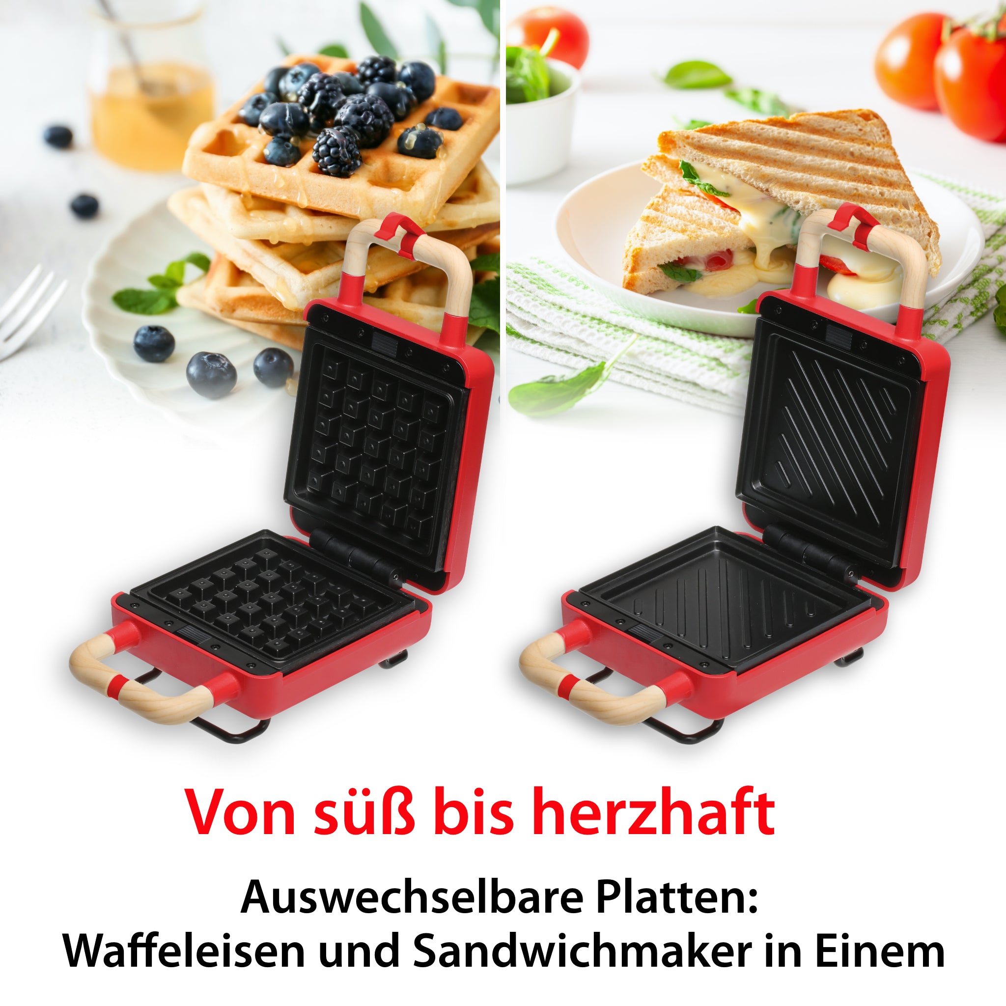 2-in-1 waffle iron with sandwich maker