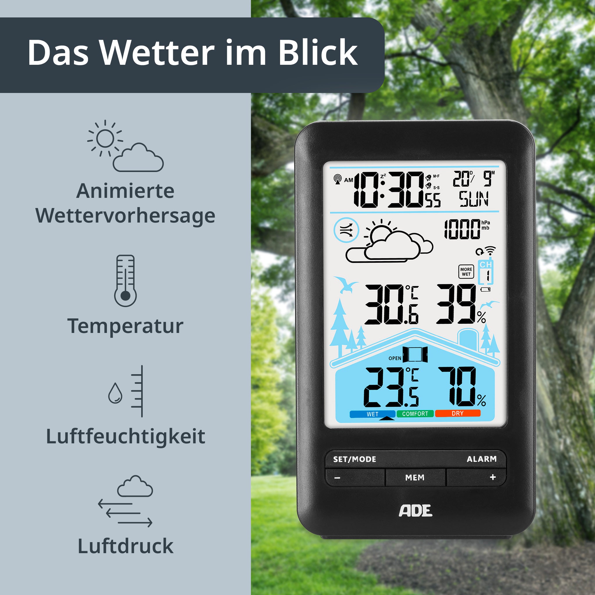 Wetterstation mit Funk-Außensensor