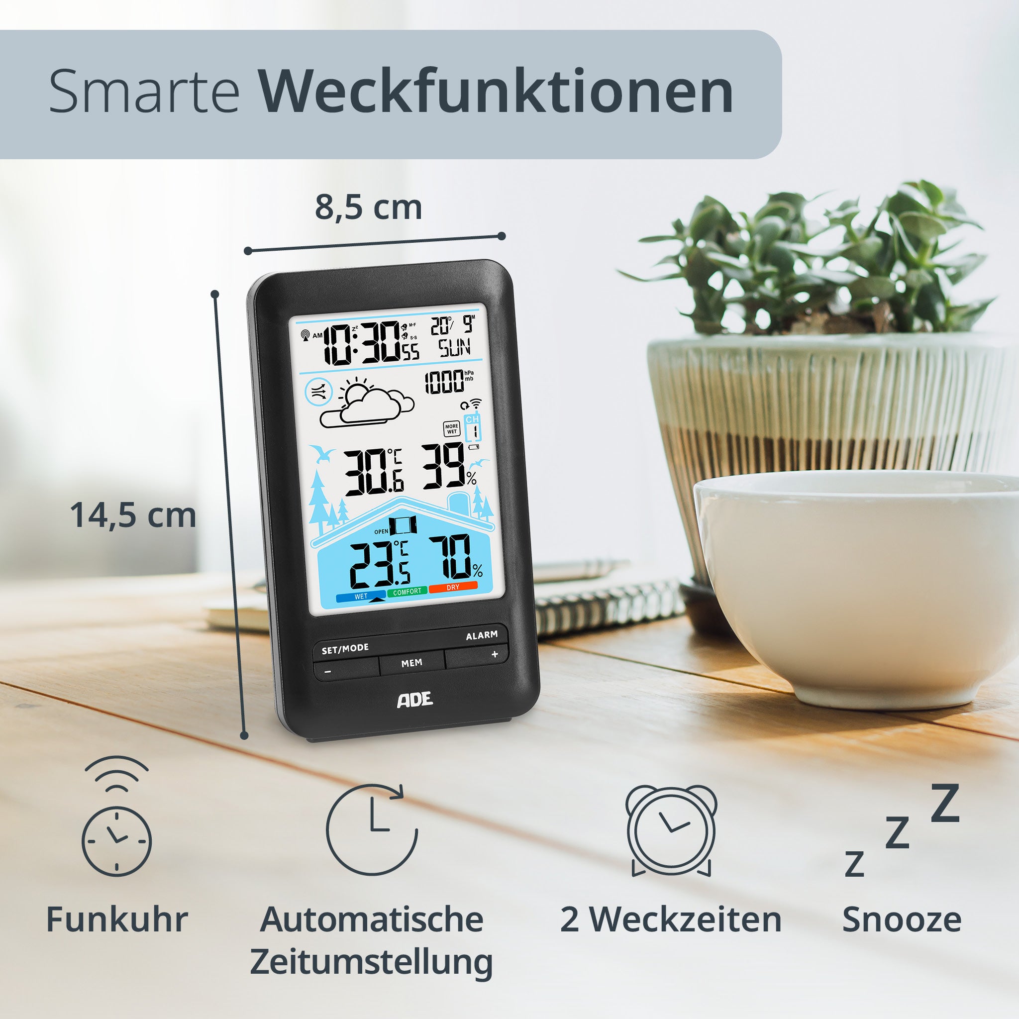 Wetterstation mit Funk-Außensensor