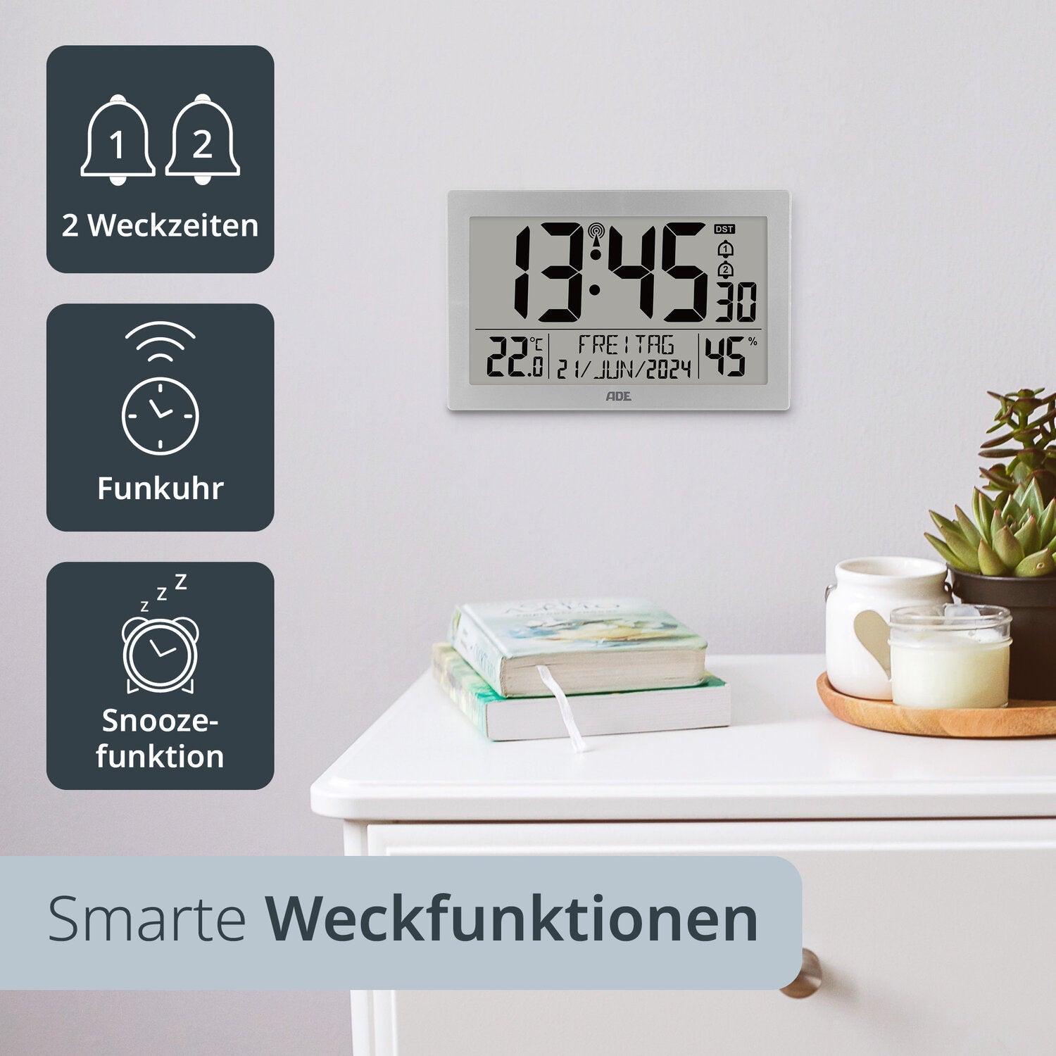 Digitale XL-Funkwanduhr