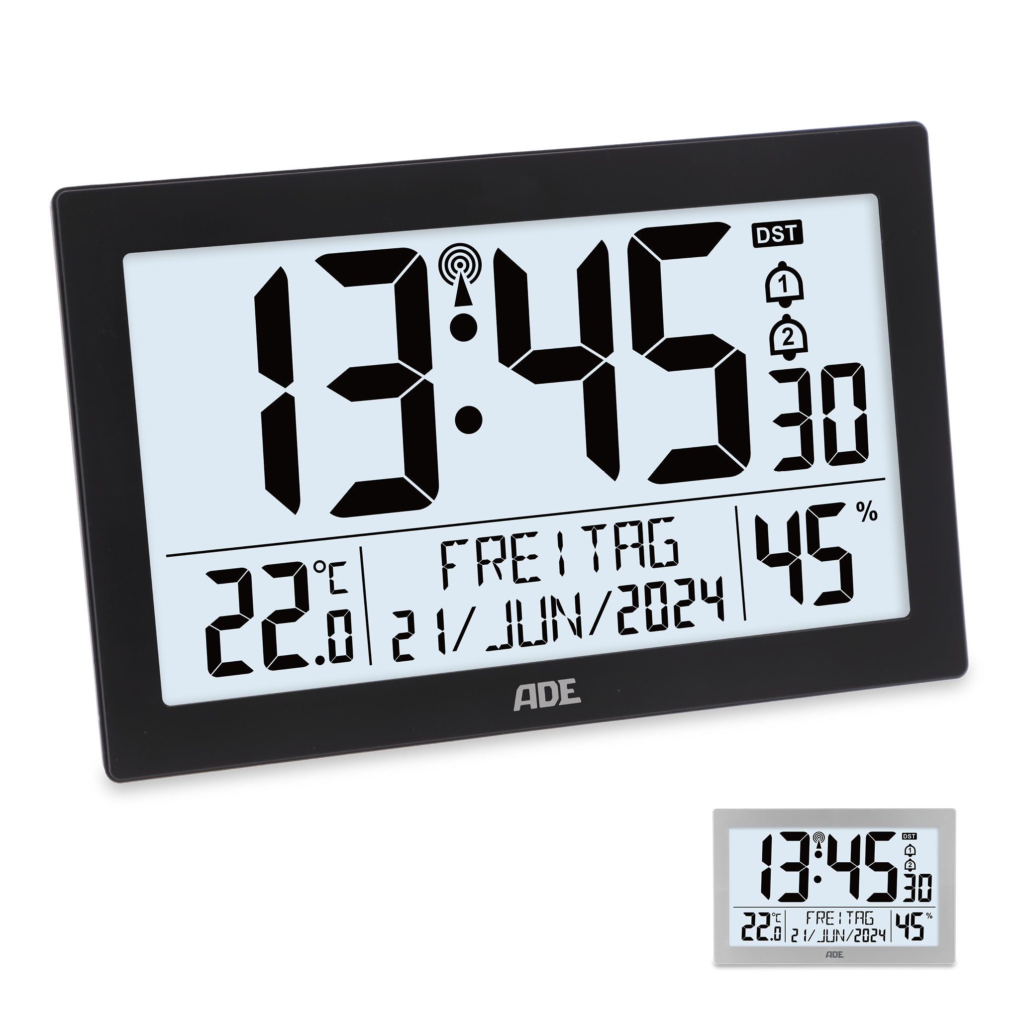 Digitale XL-Funkwanduhr mit Beleuchtung