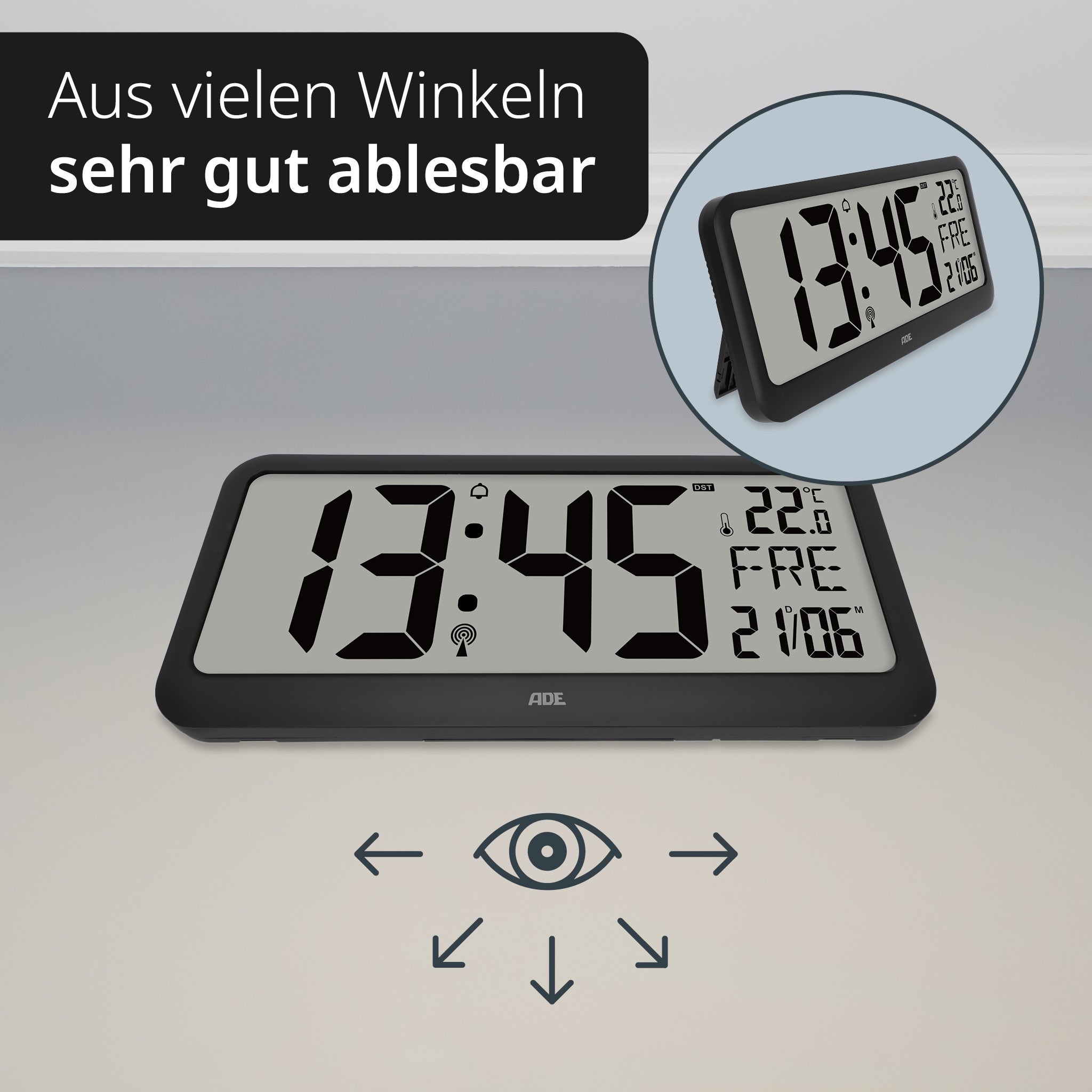 Digitale Funkuhr mit XXL-Anzeige