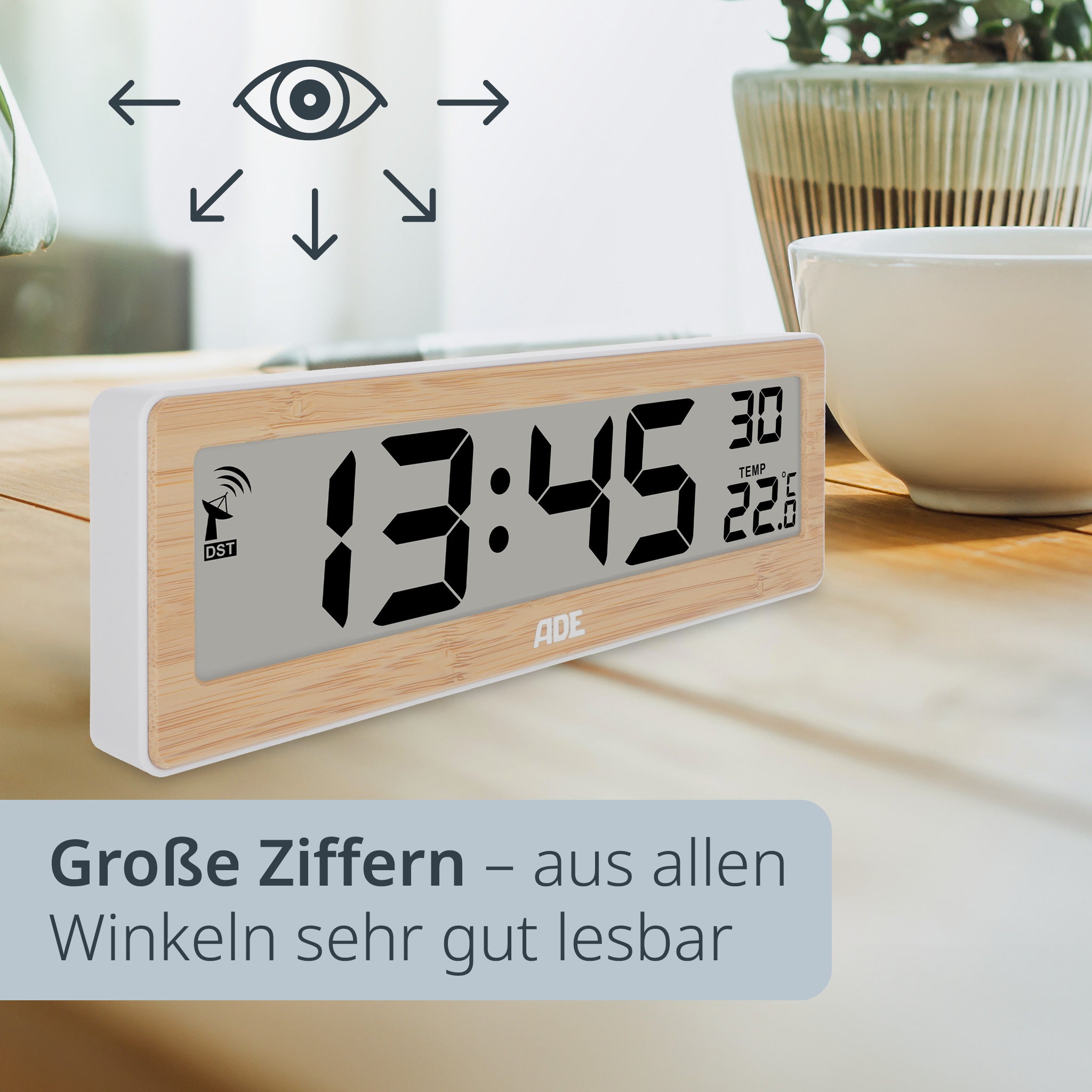 Digitale DCF-Funkuhr mit XXL-Ziffern