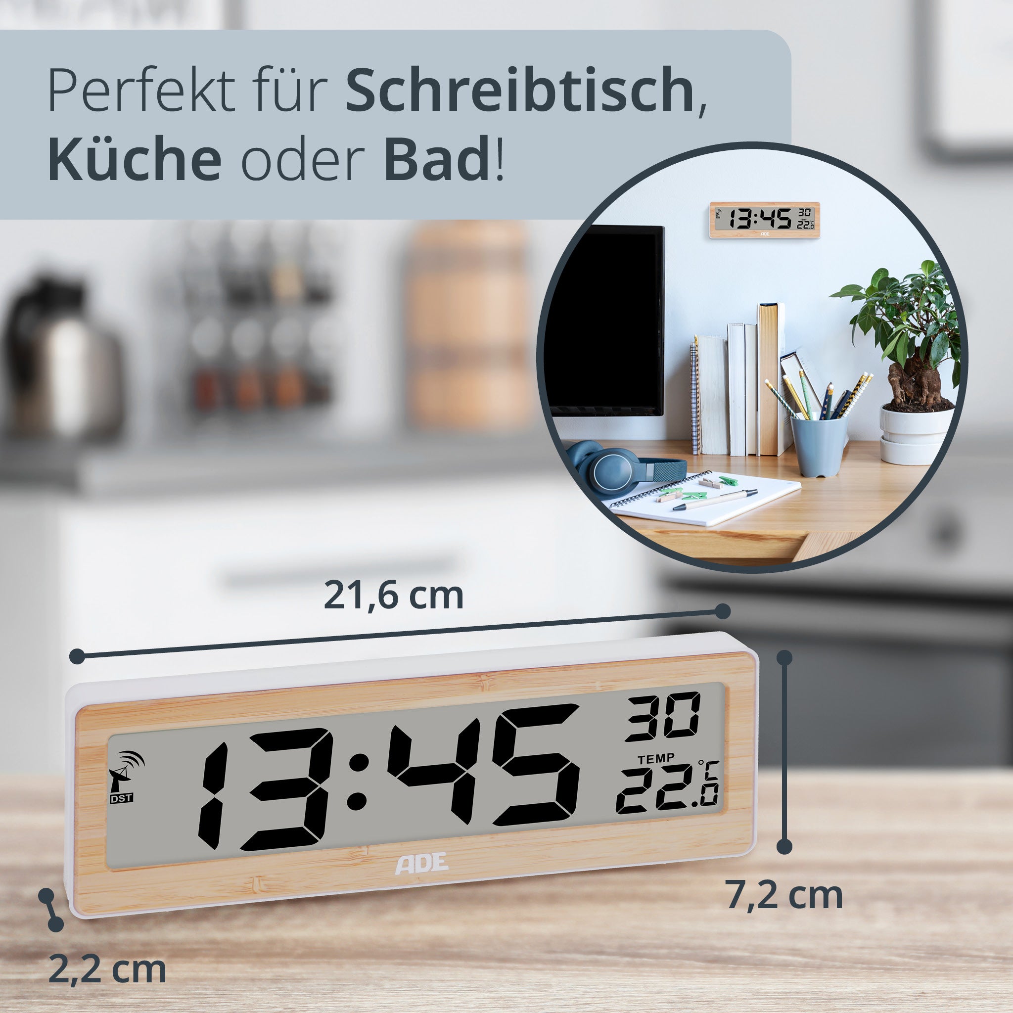 Digitale DCF-Funkuhr mit XXL-Ziffern