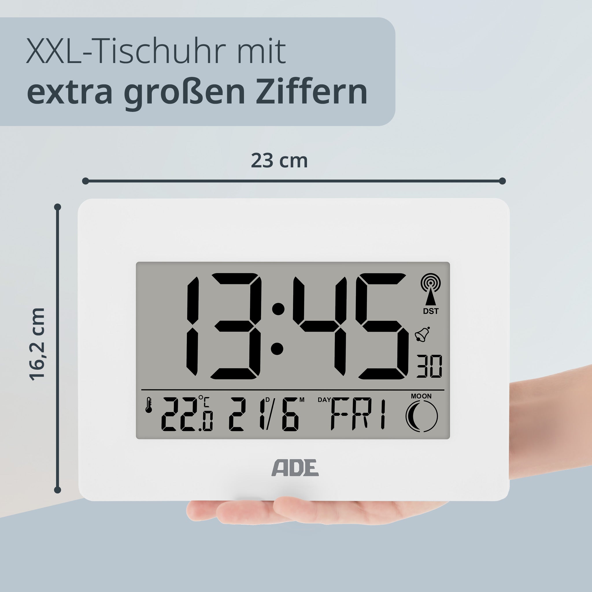 Digitale DCF-Funkuhr mit XXL-Ziffern