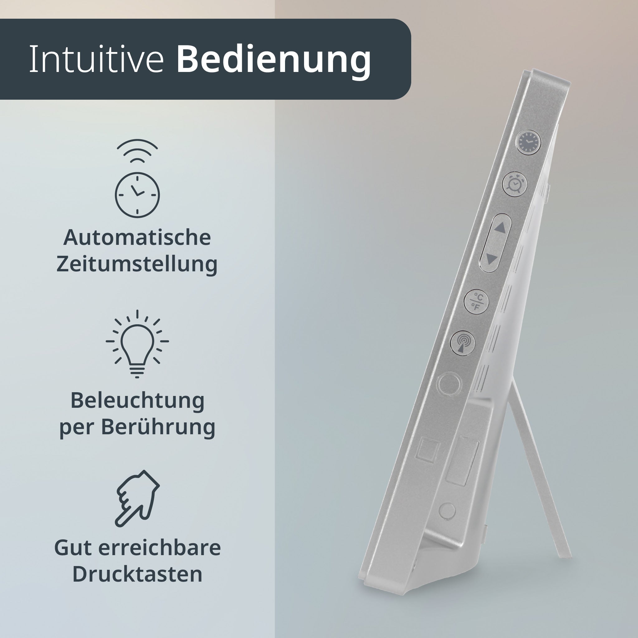 Digitale XL-Funkwanduhr mit Beleuchtung