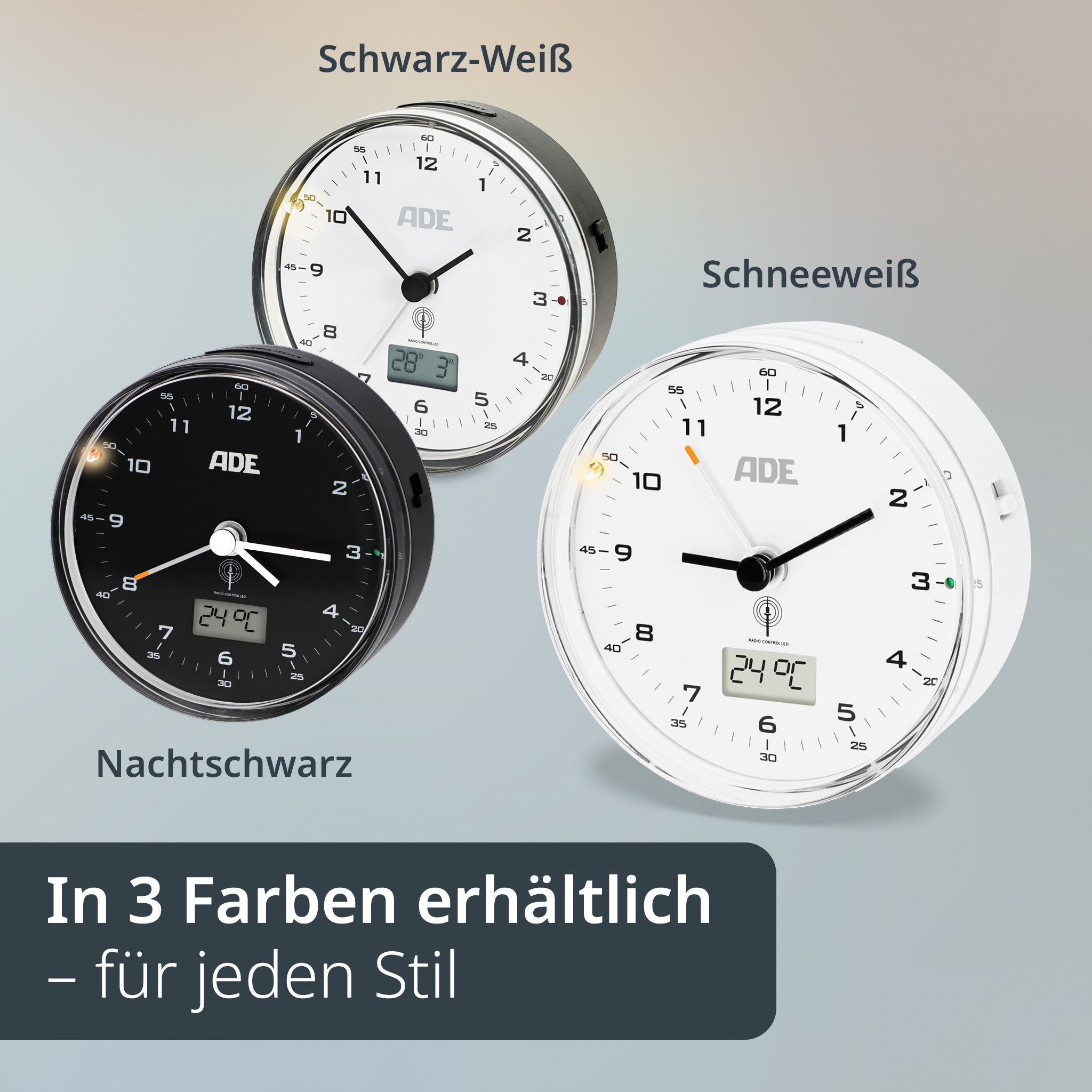 Analoger DCF-Funkwecker mit Temperatur Anzeige