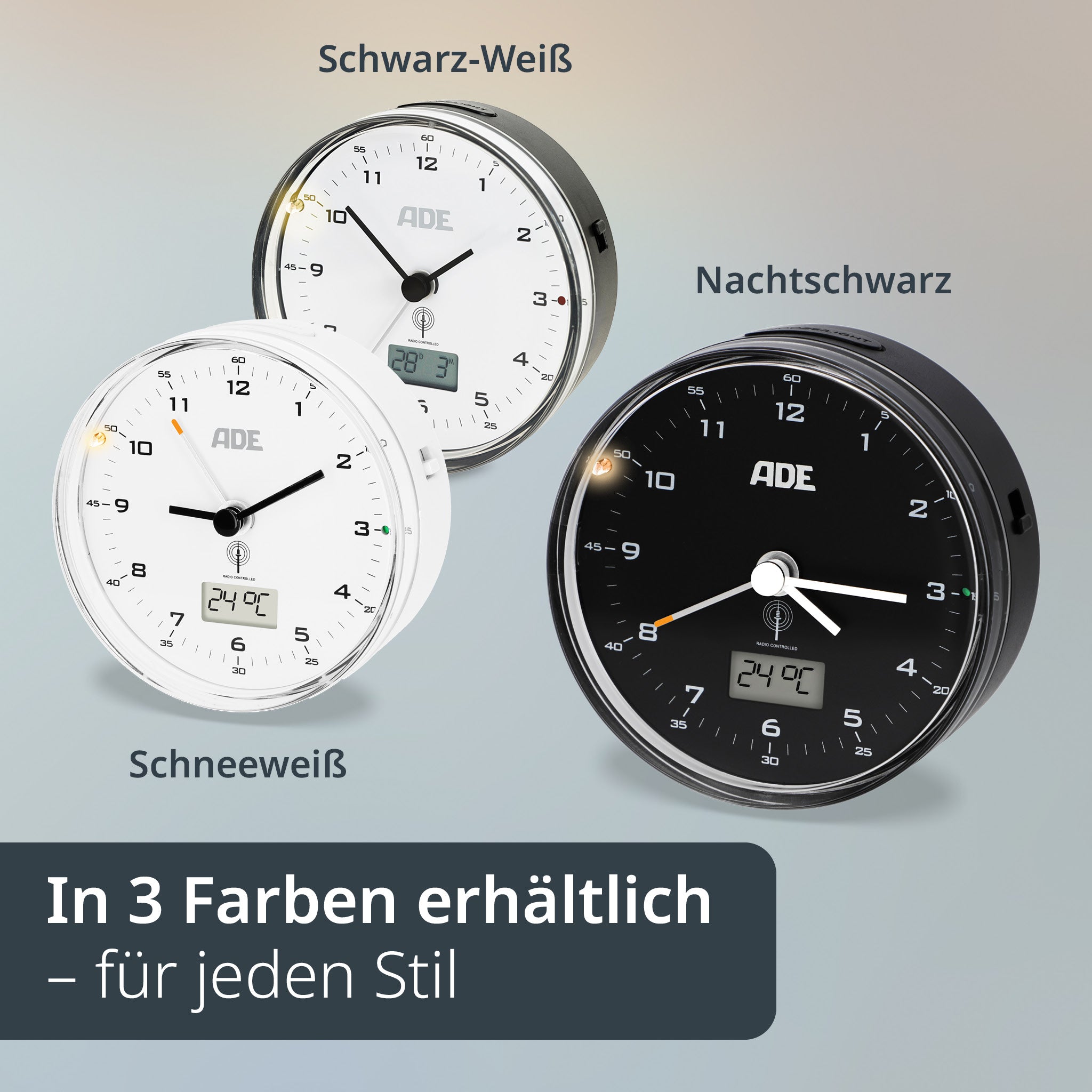 Analoger DCF-Funkwecker mit Temperatur Anzeige
