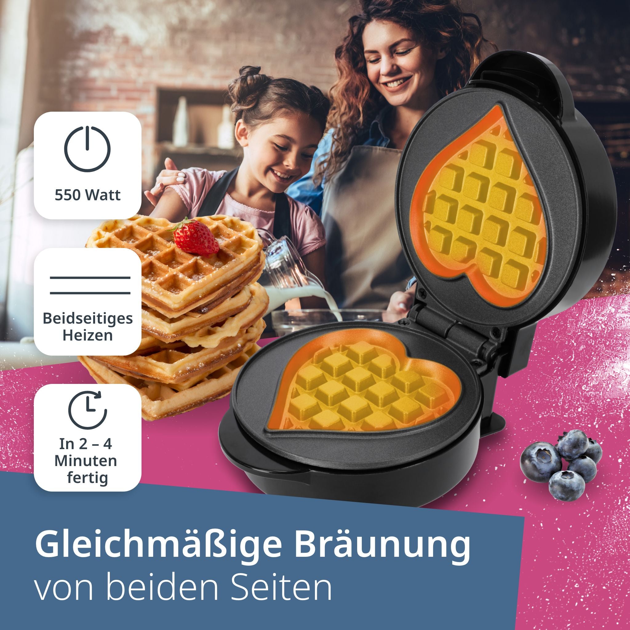 Mini waffle iron – heart-shaped