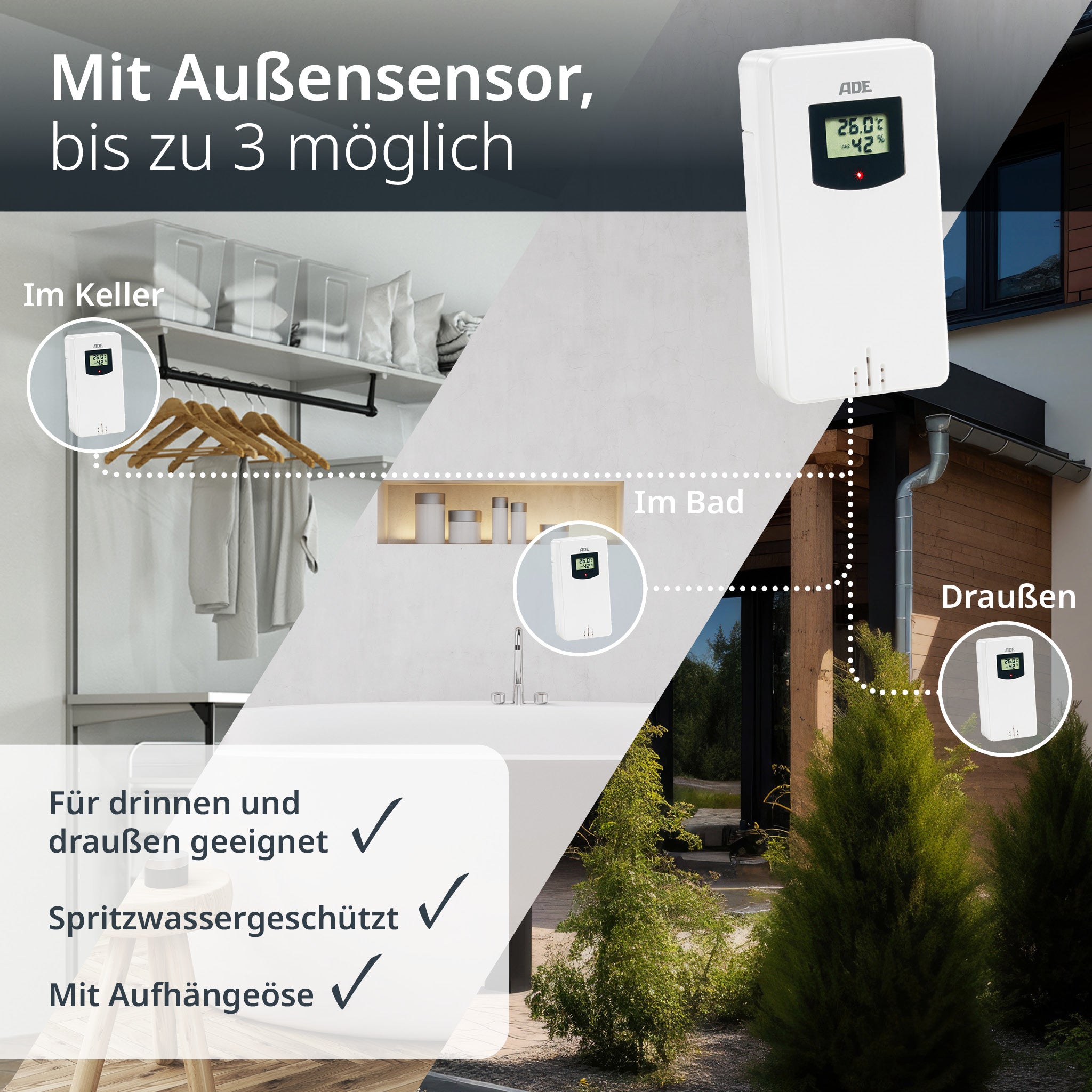 Weather station with wireless outdoor sensor