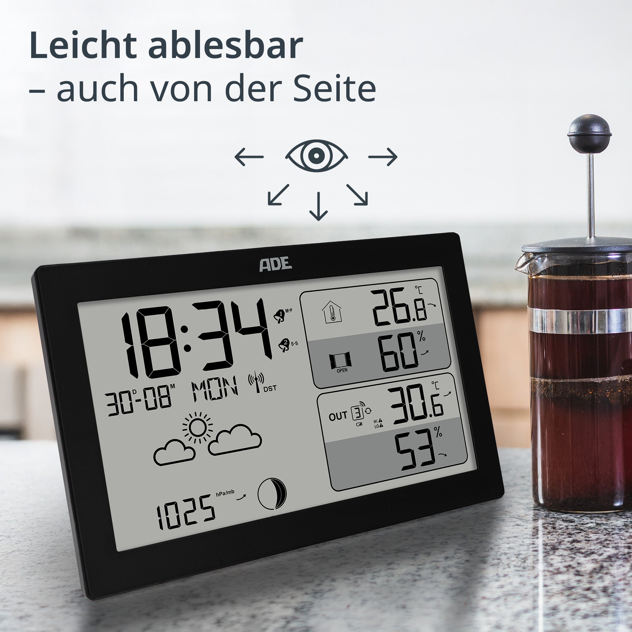 Weather station with wireless outdoor sensor