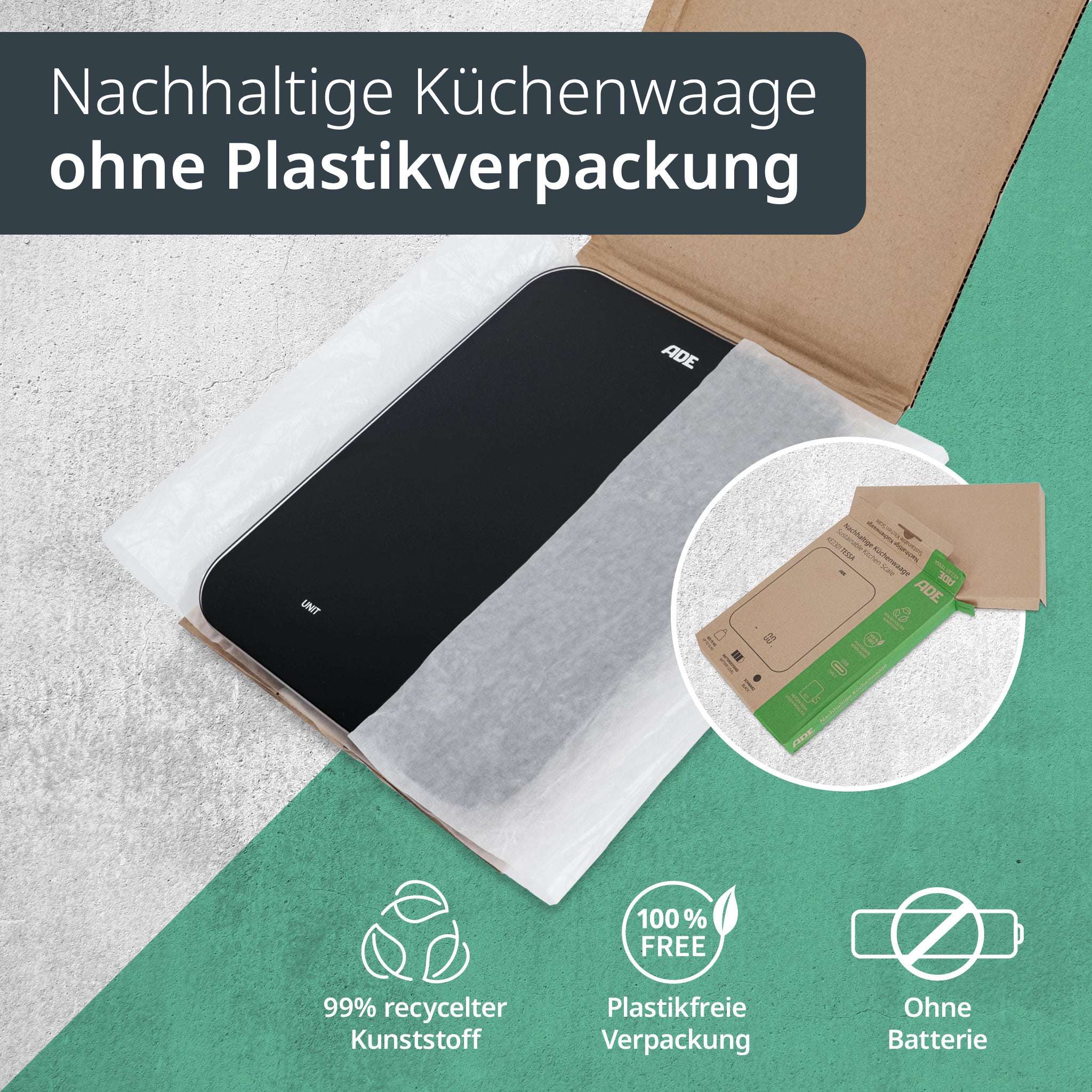 USB-aufladbare Küchenwaage Tessa