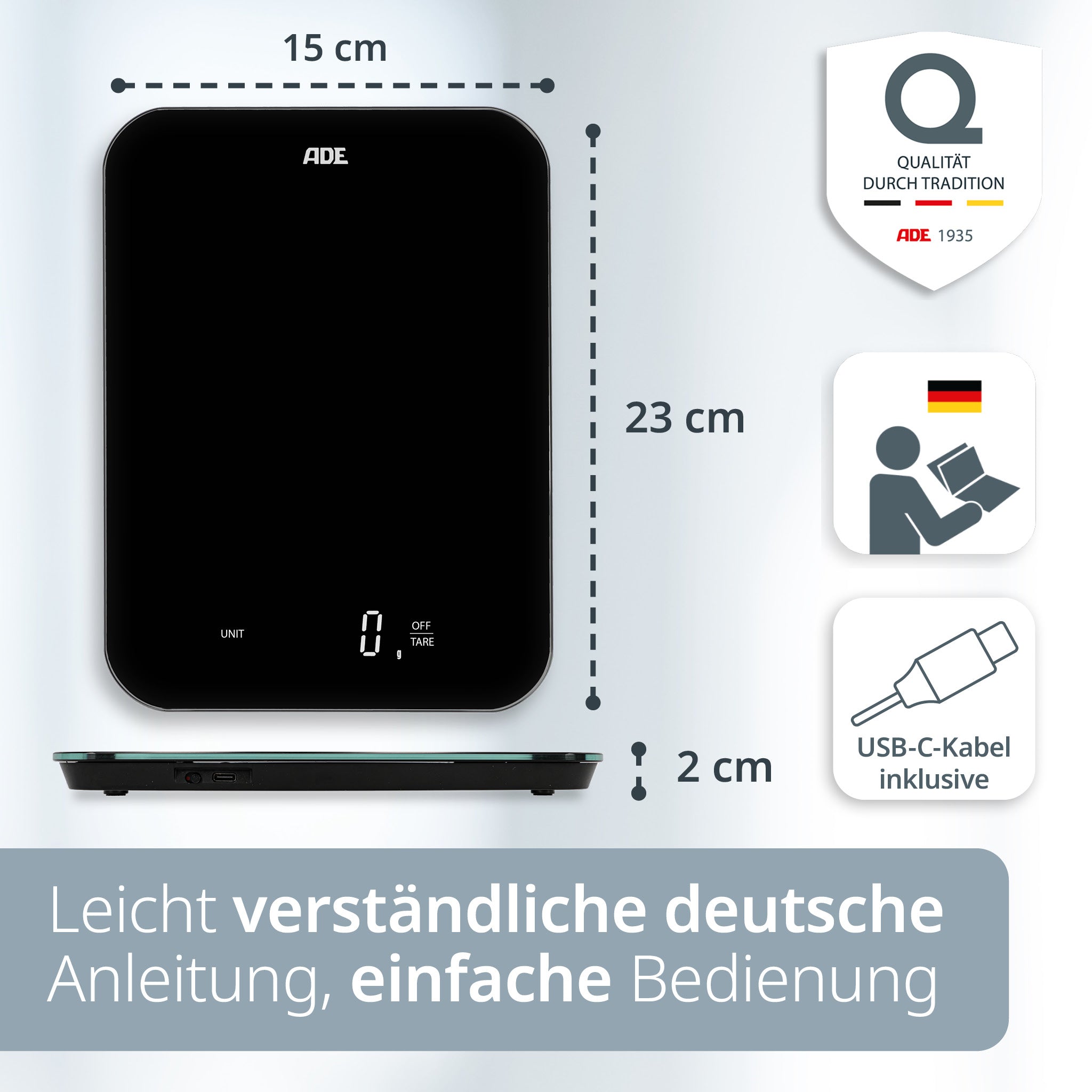 USB-aufladbare Küchenwaage Tessa