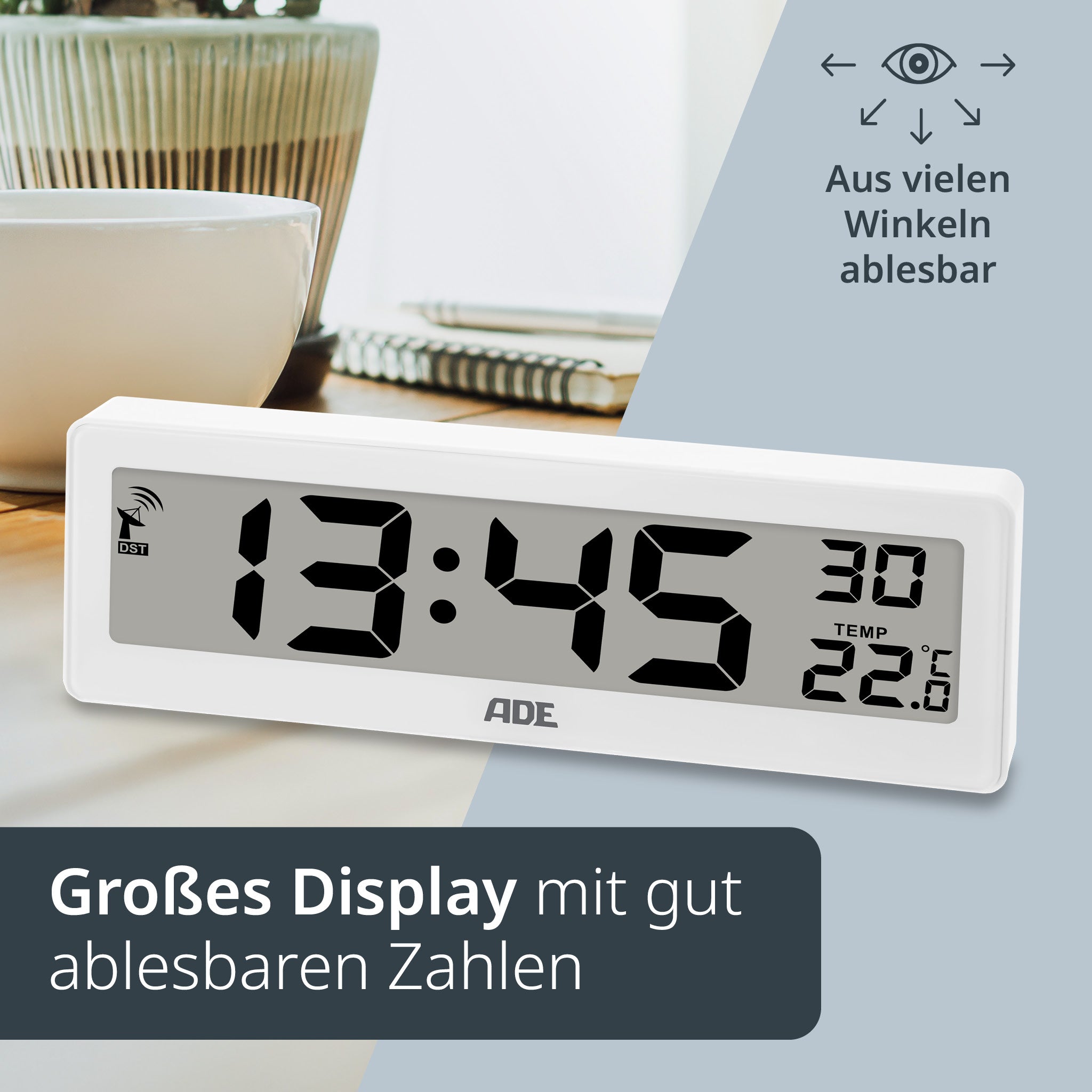 Digitale DCF-Funkuhr mit XXL-Ziffern