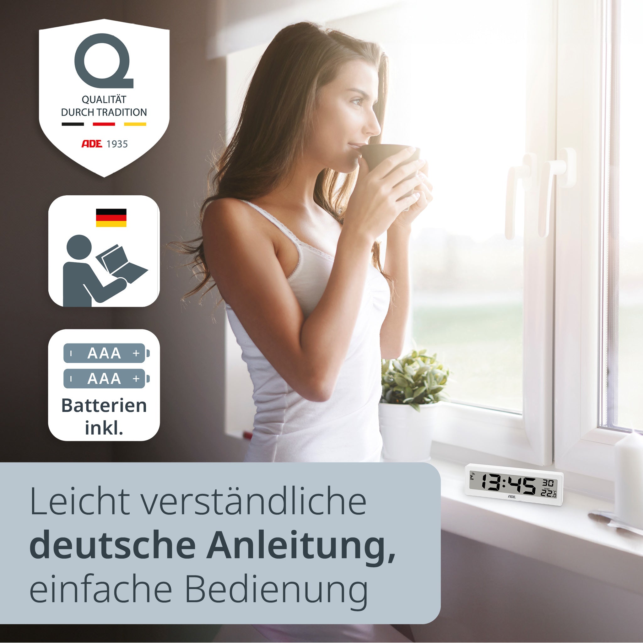 Digitale DCF-Funkuhr mit XXL-Ziffern