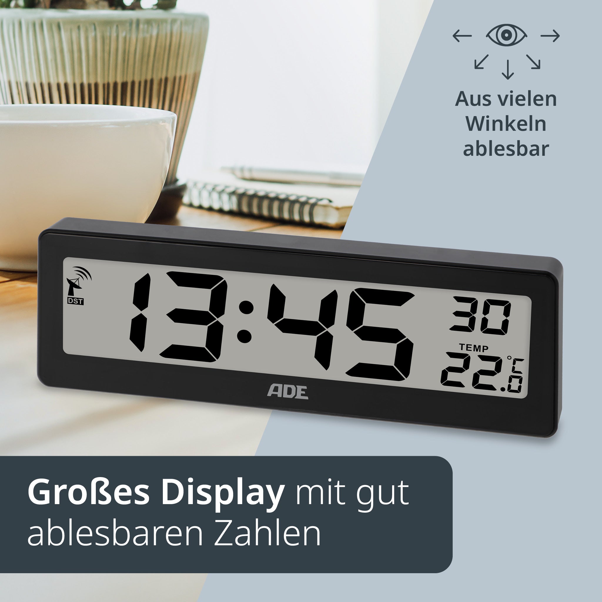 Digitale DCF-Funkuhr mit XXL-Ziffern