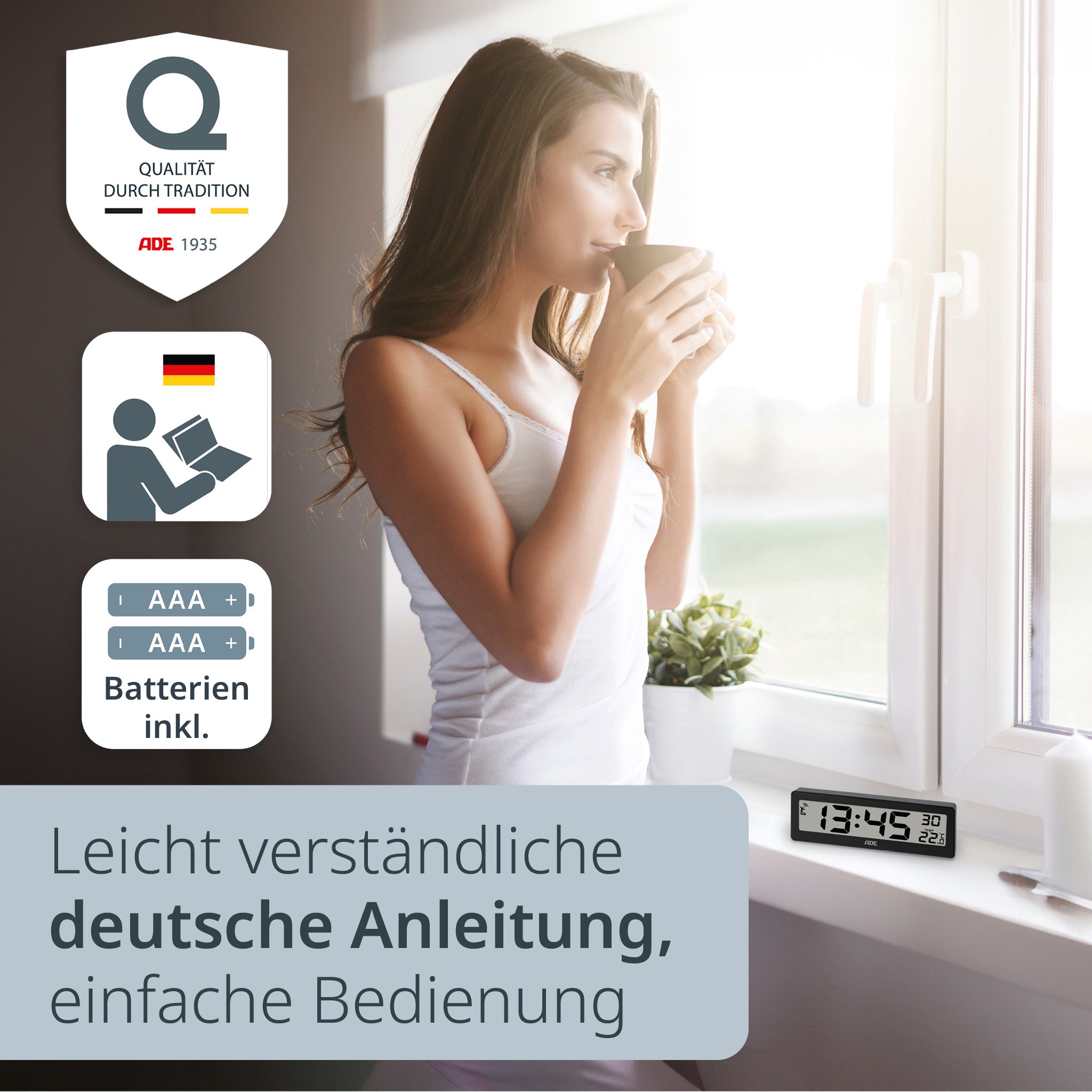 Digitale DCF-Funkuhr mit XXL-Ziffern