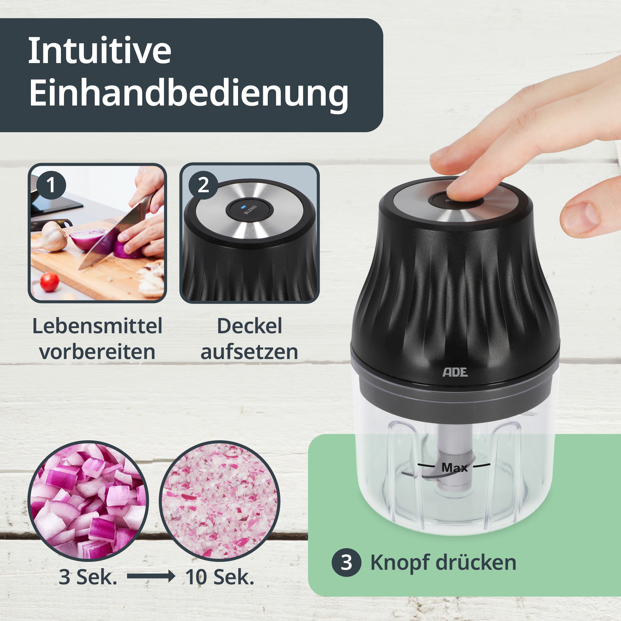 Electric mini chopper with battery