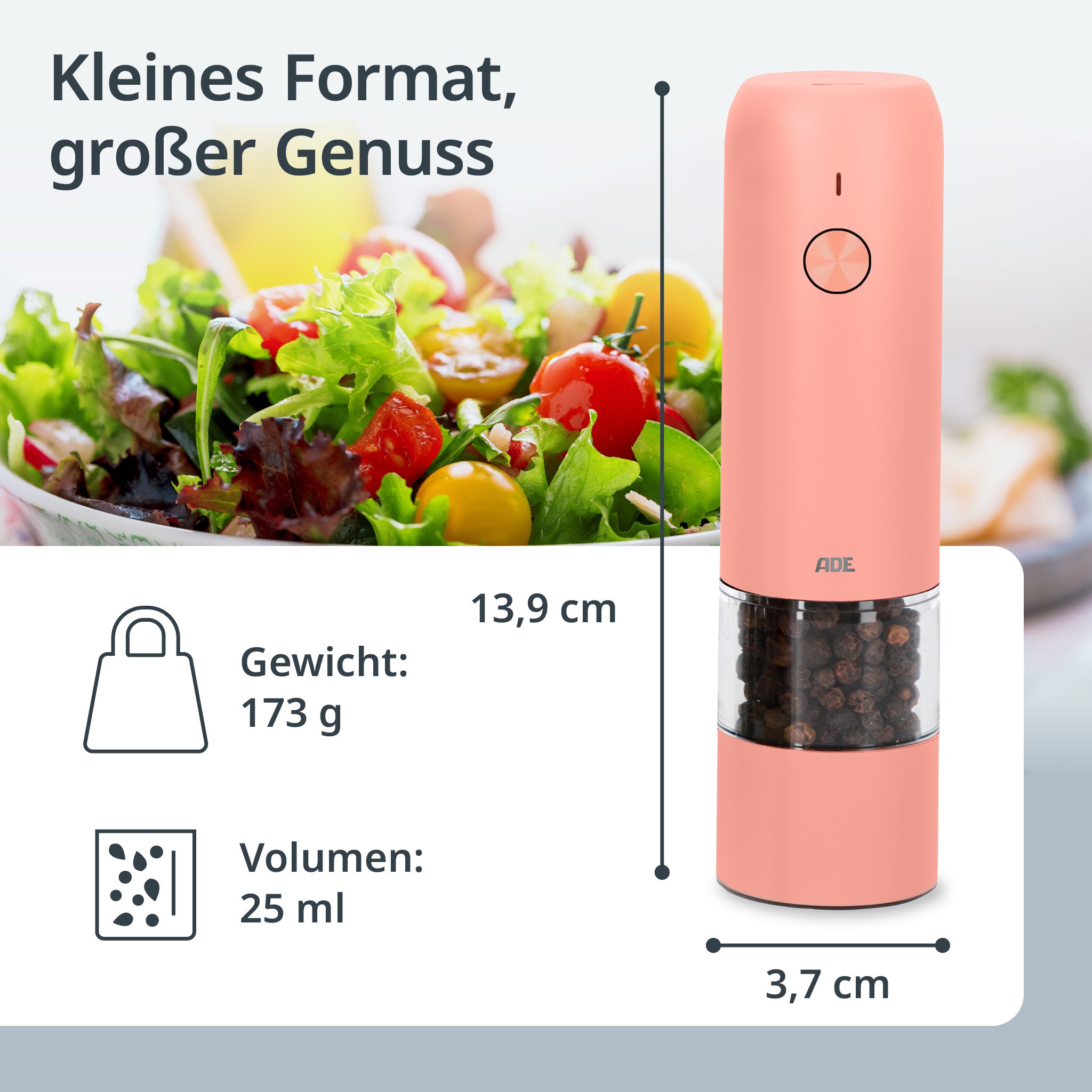 Elektrische Mini Salz- und Pfeffermühle