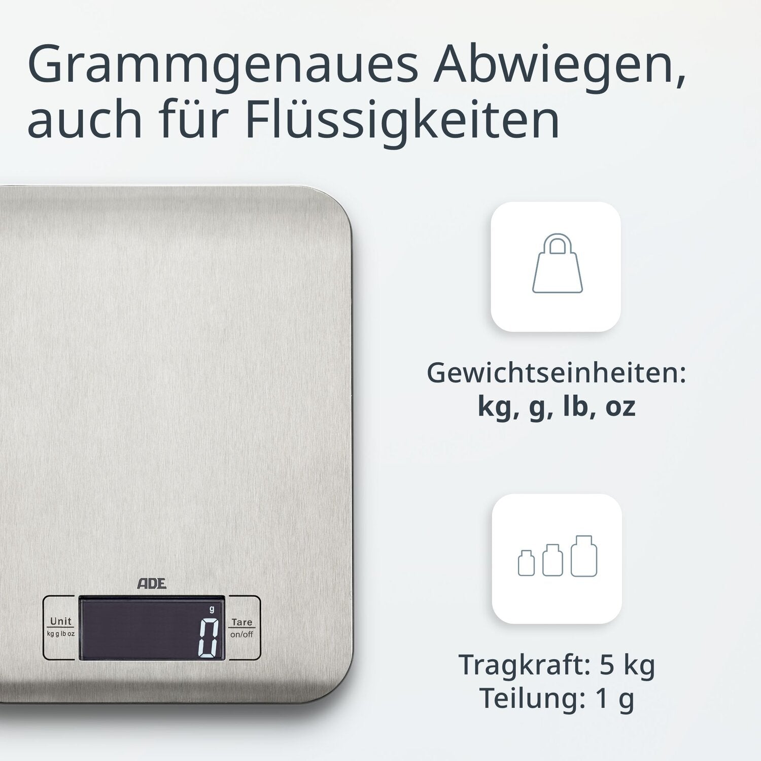 Digitale Küchenwaage aus Sicherheitsglas