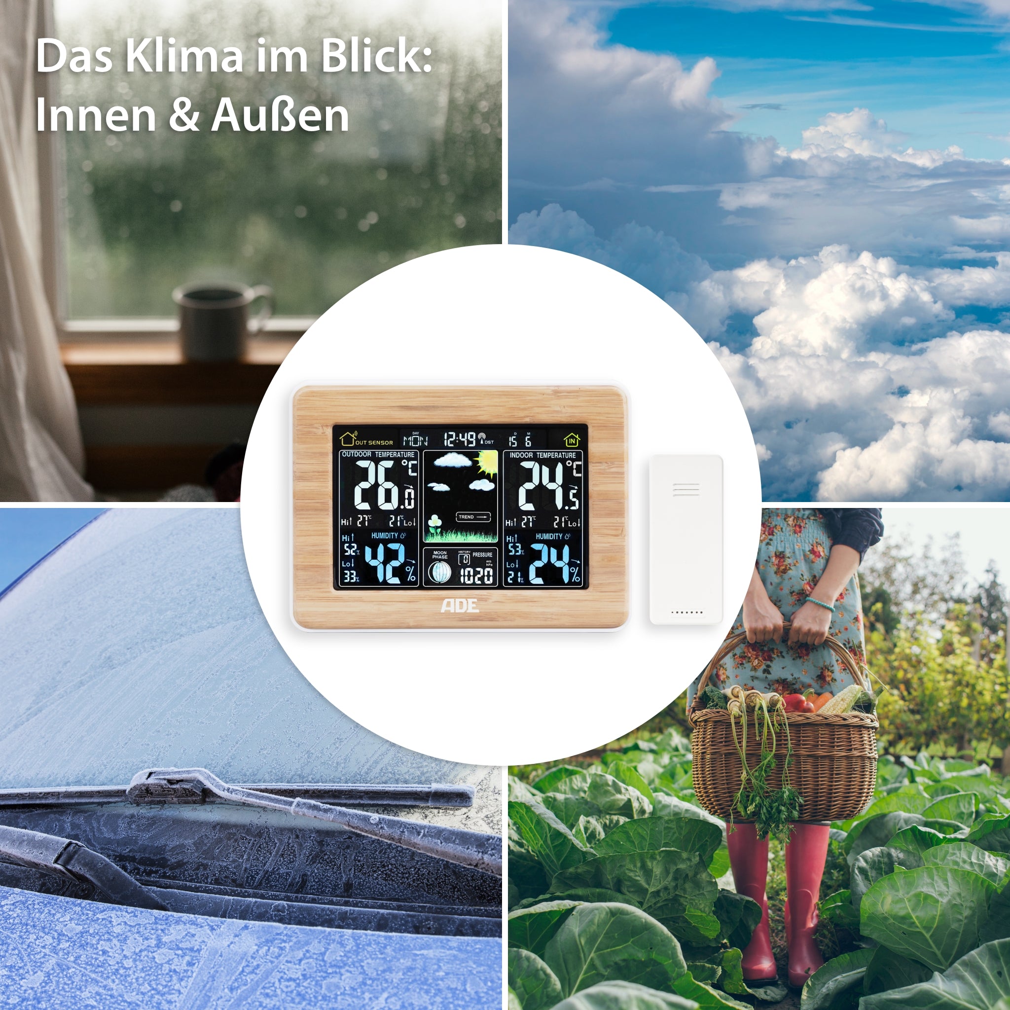 Weather station with wireless outdoor sensor
