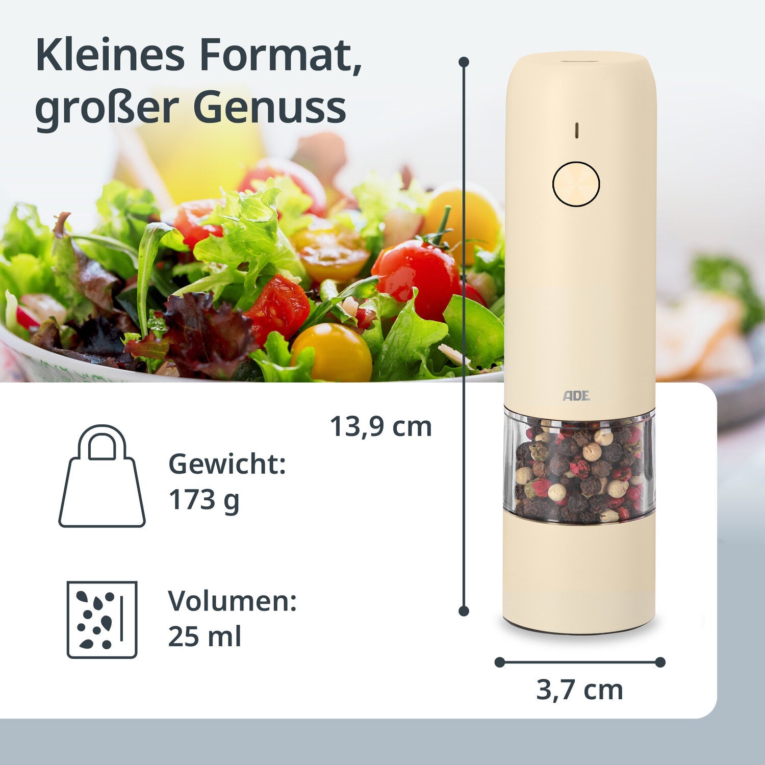 Elektrische Mini-Salz- und Pfeffermühle