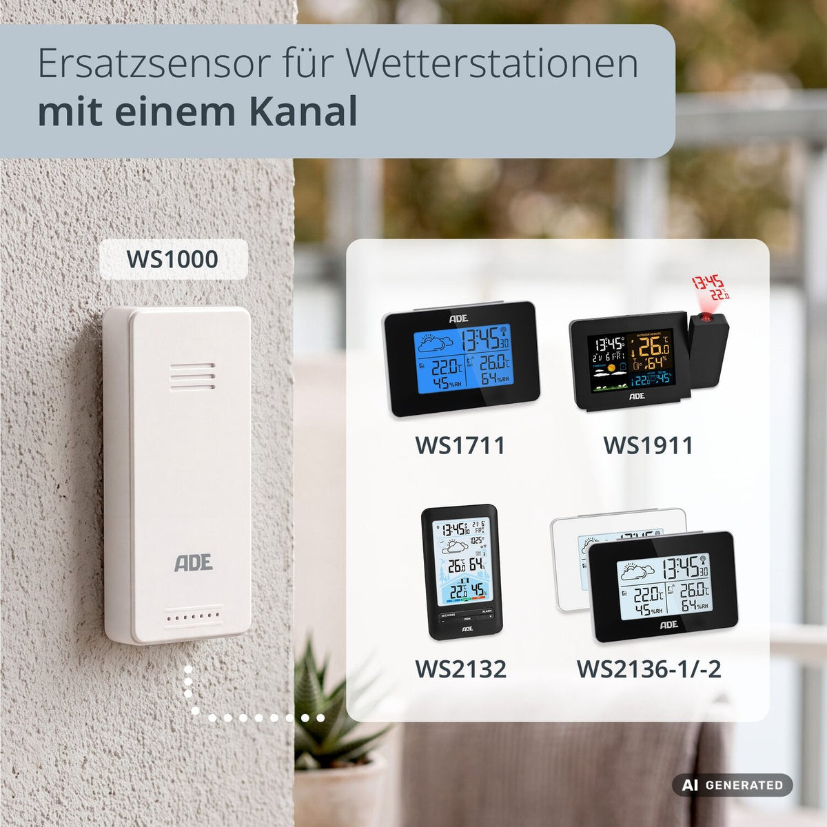 Außensensor für Wetterstationen – 1 Kanal WS1000