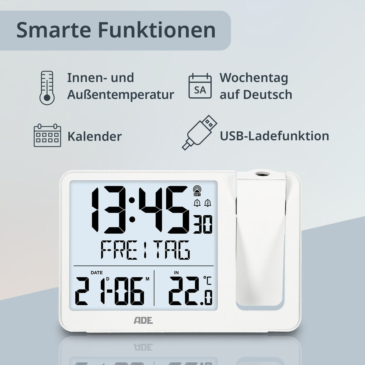 Digital radio-controlled projection clock