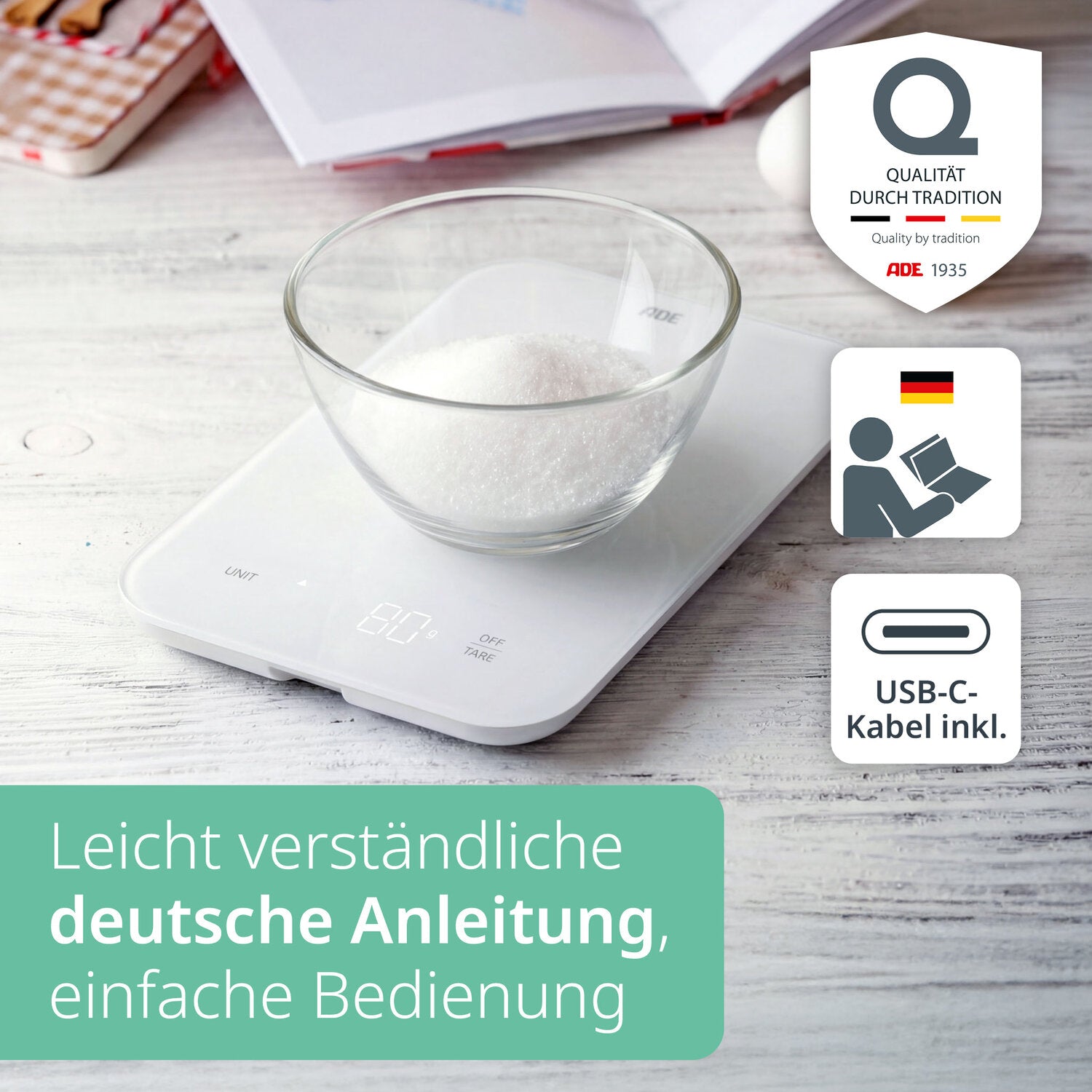Digitale Küchenwaage mit USB-C