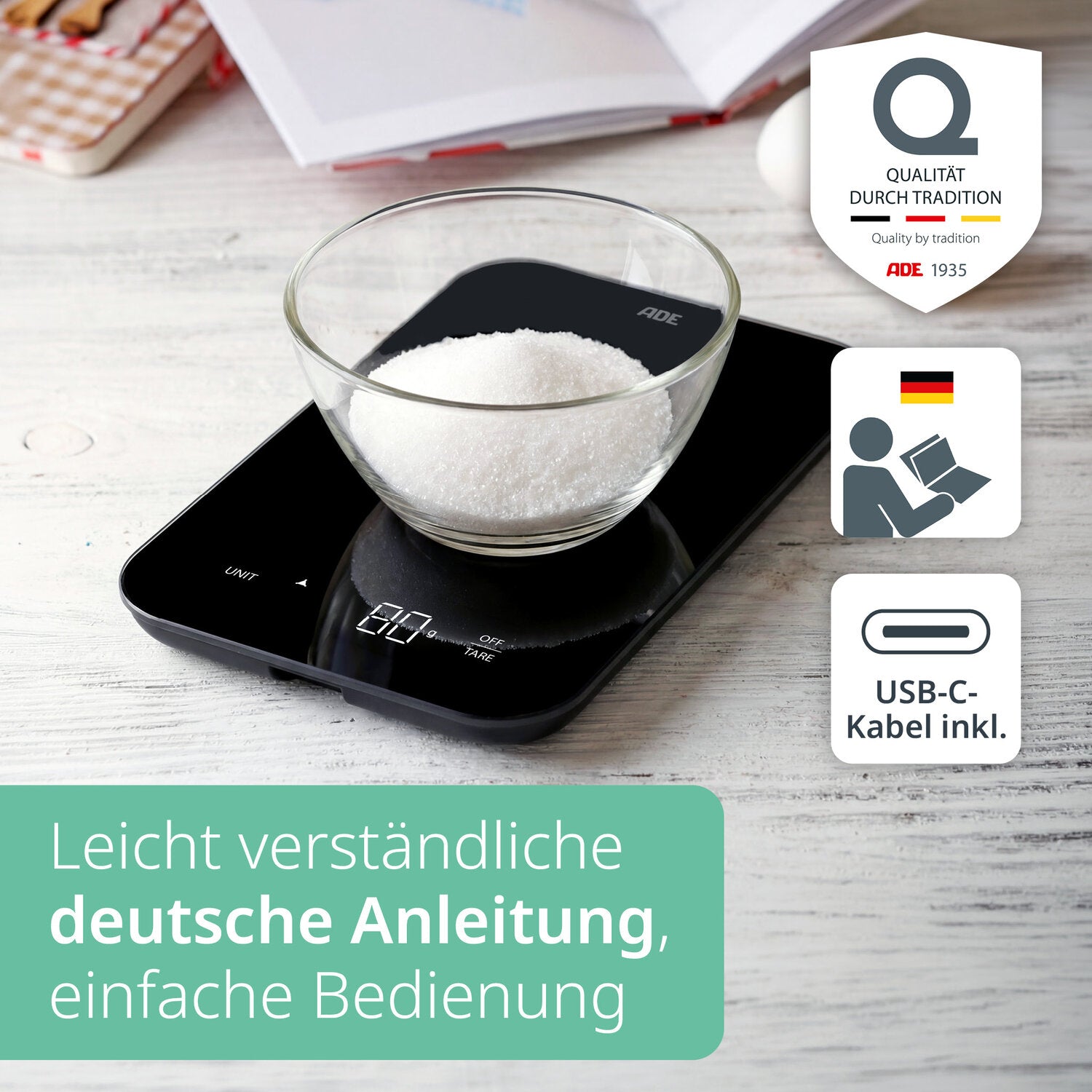 Digitale Küchenwaage mit USB-C