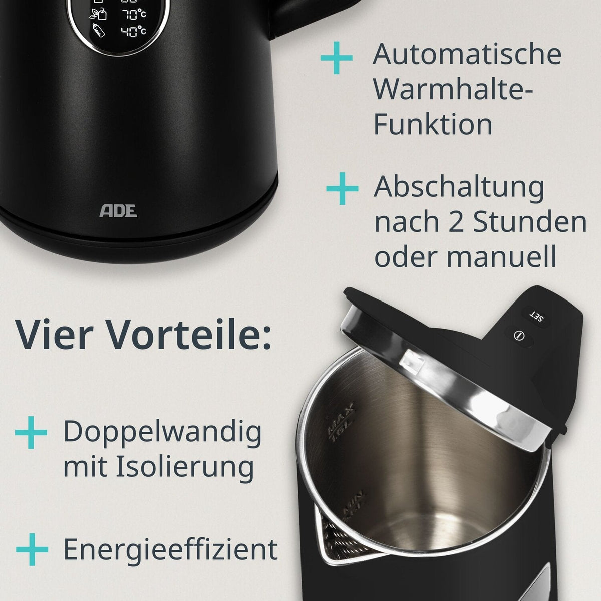 Wasserkocher mit Temperaturwahl