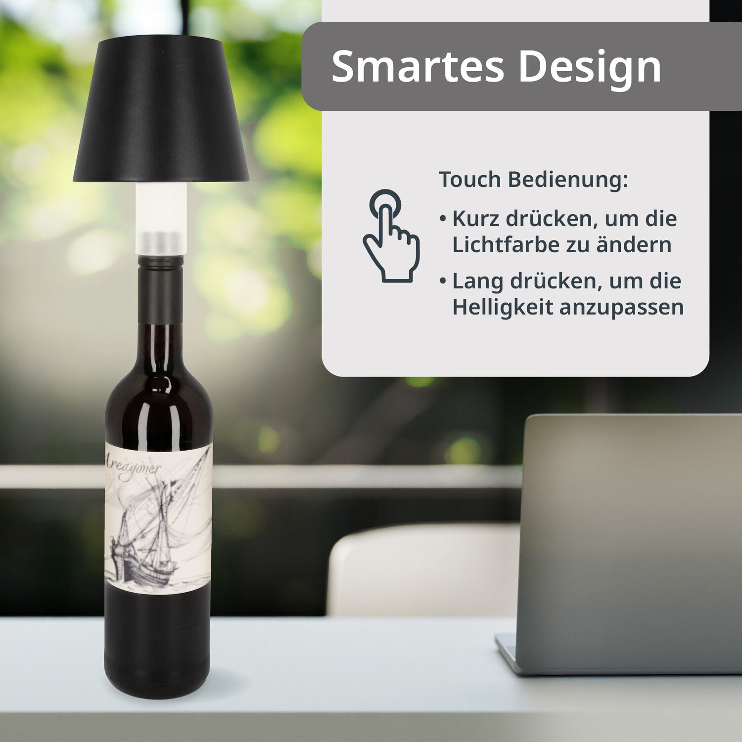 2-in-1 Tisch- und Flaschenleuchte
