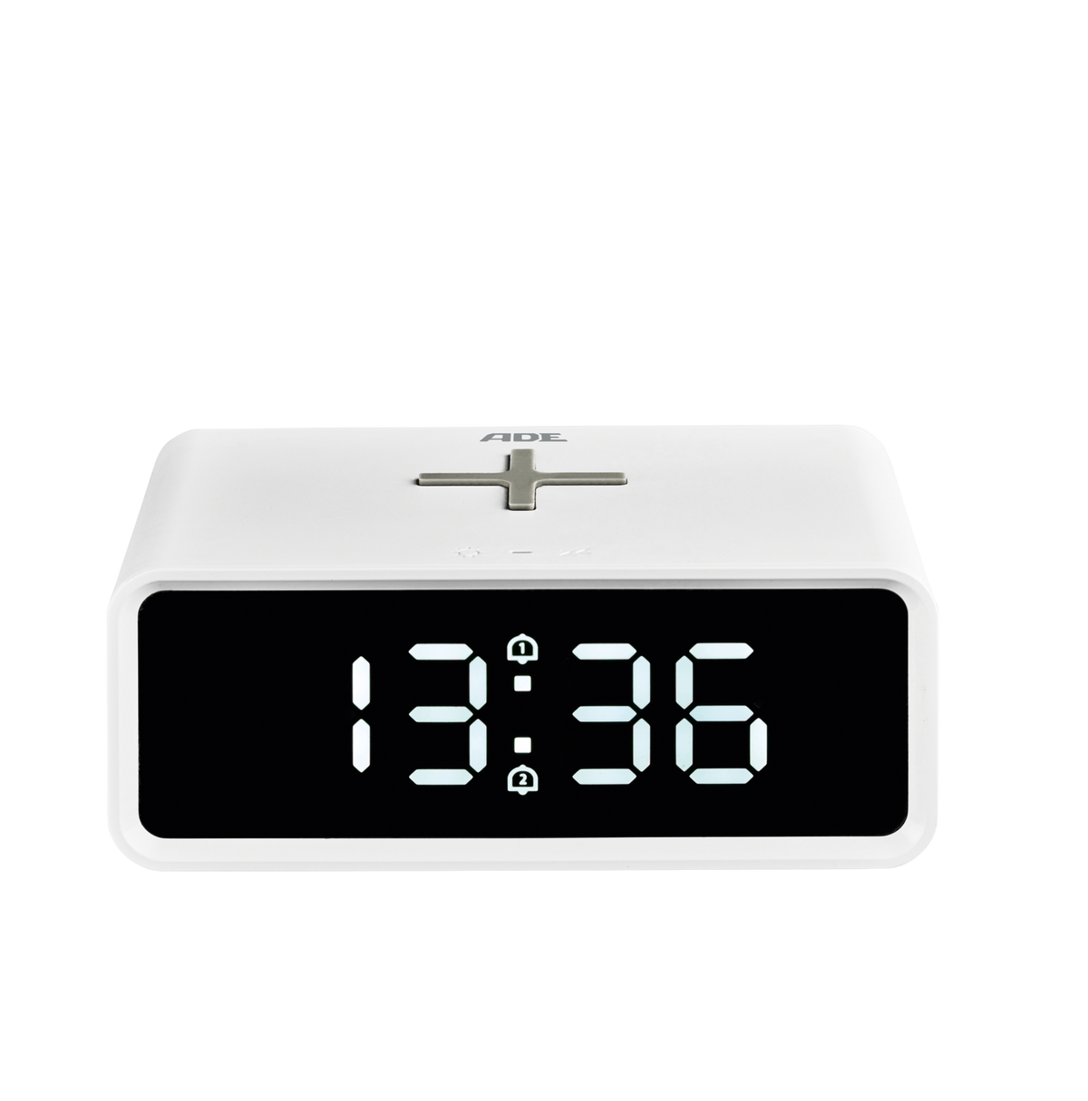 Digital alarm clock with induction charging pad