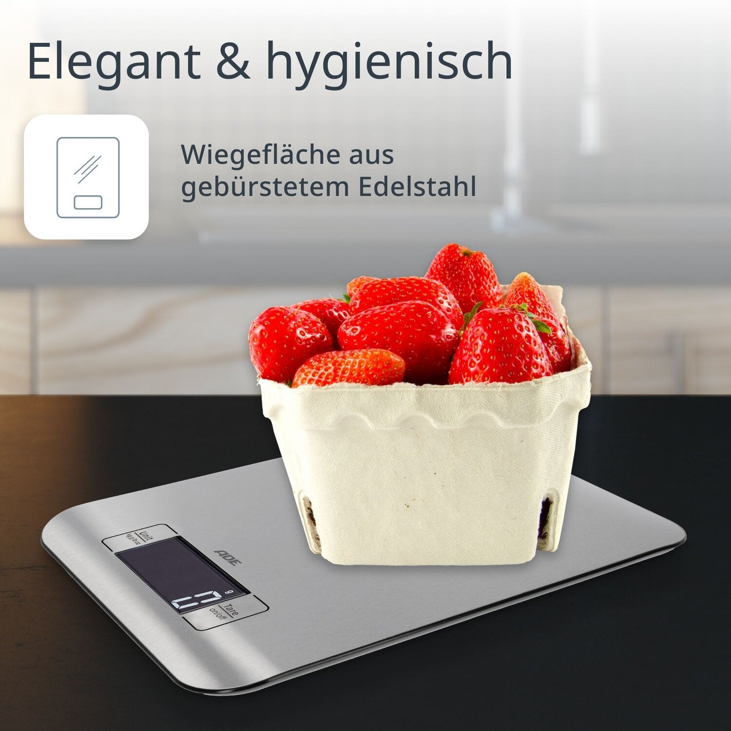 Digitale Küchenwaage aus Sicherheitsglas