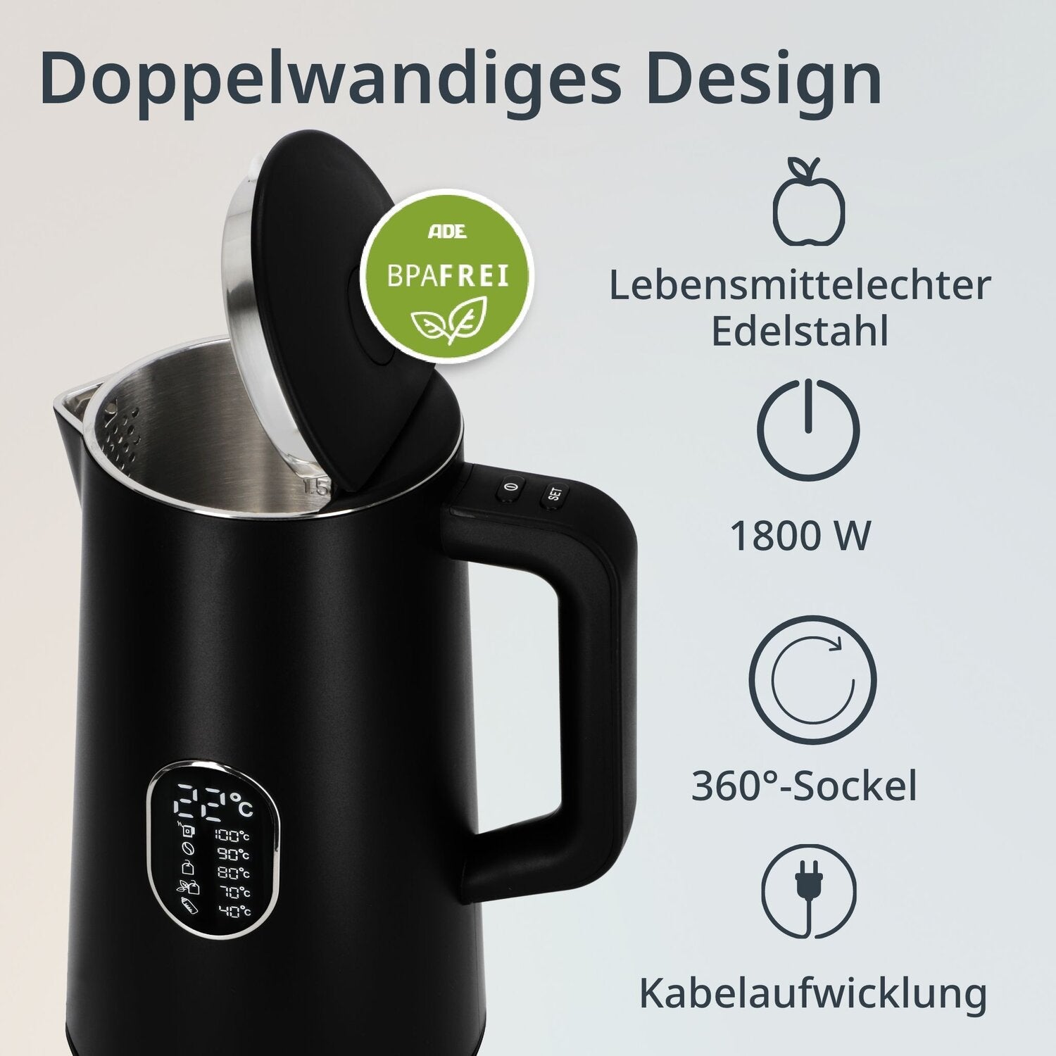 Wasserkocher mit Temperaturwahl