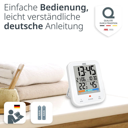 Digital bathroom clock with thermometer